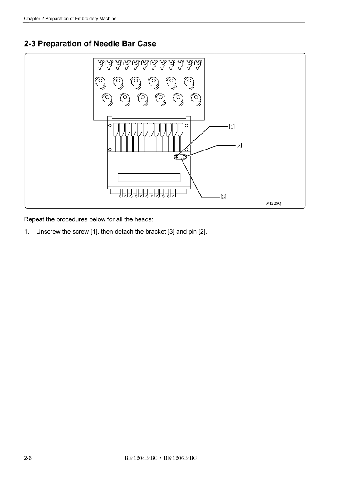 Brother BE-1204B-BC, BE-1206B-BC, BE-1204C-BC instruction manual Preparation of Needle Bar Case 