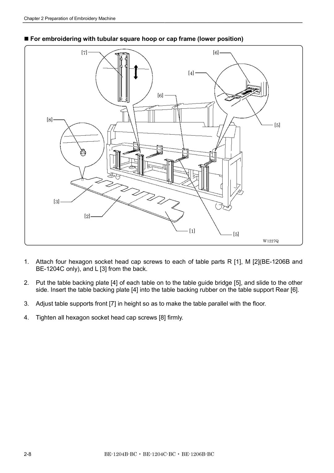 Brother BE-1206B-BC, BE-1204B-BC, BE-1204C-BC instruction manual W1227Q 