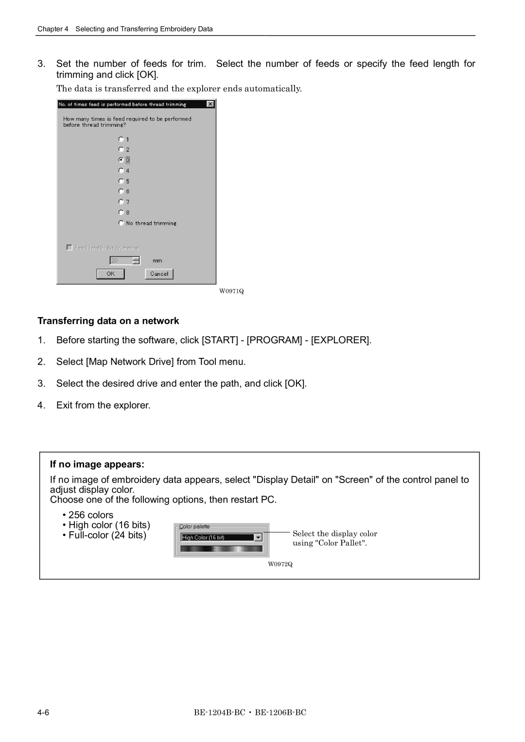 Brother BE-1206B-BC, BE-1204B-BC, BE-1204C-BC instruction manual Transferring data on a network, If no image appears 