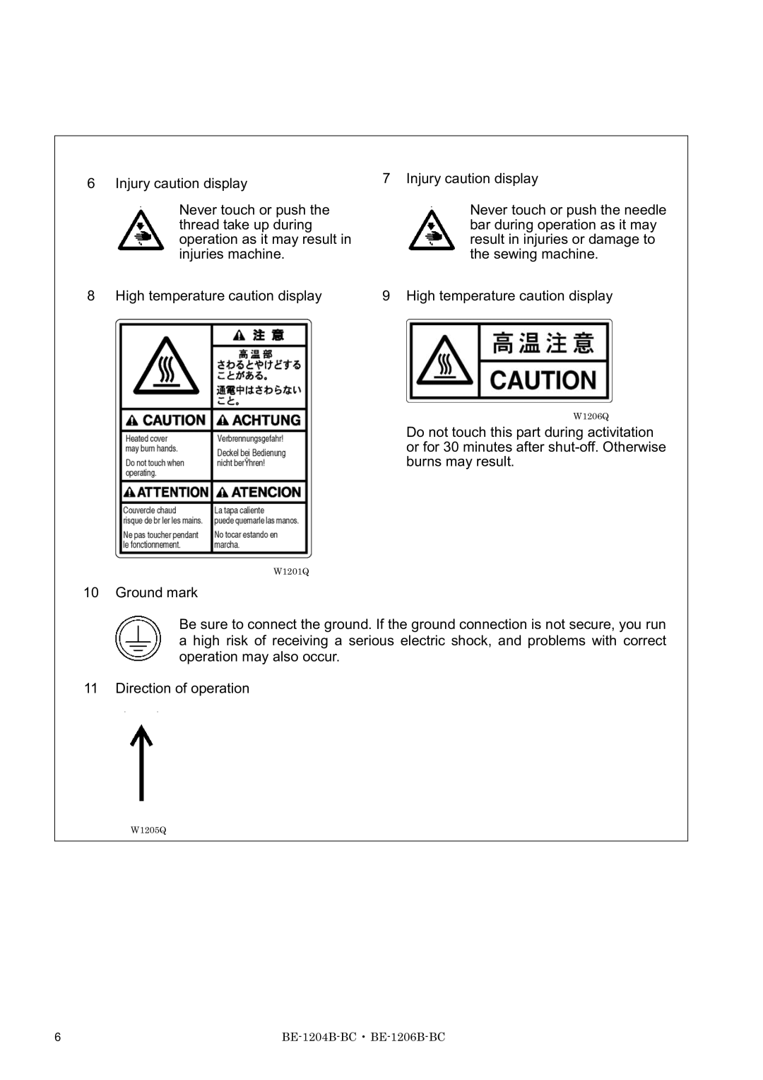 Brother BE-1204C-BC, BE-1206B-BC, BE-1204B-BC instruction manual W1206Q 