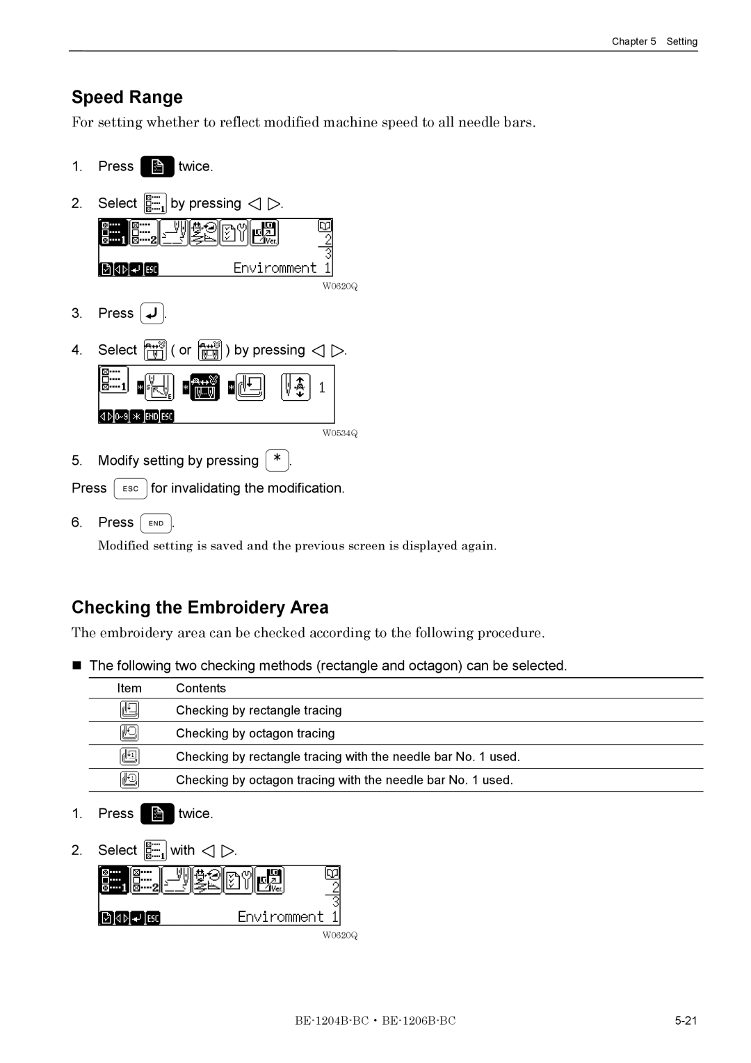 Brother BE-1204B-BC, BE-1206B-BC Checking the Embroidery Area, Press Select or by pressing, Press twice Select with 