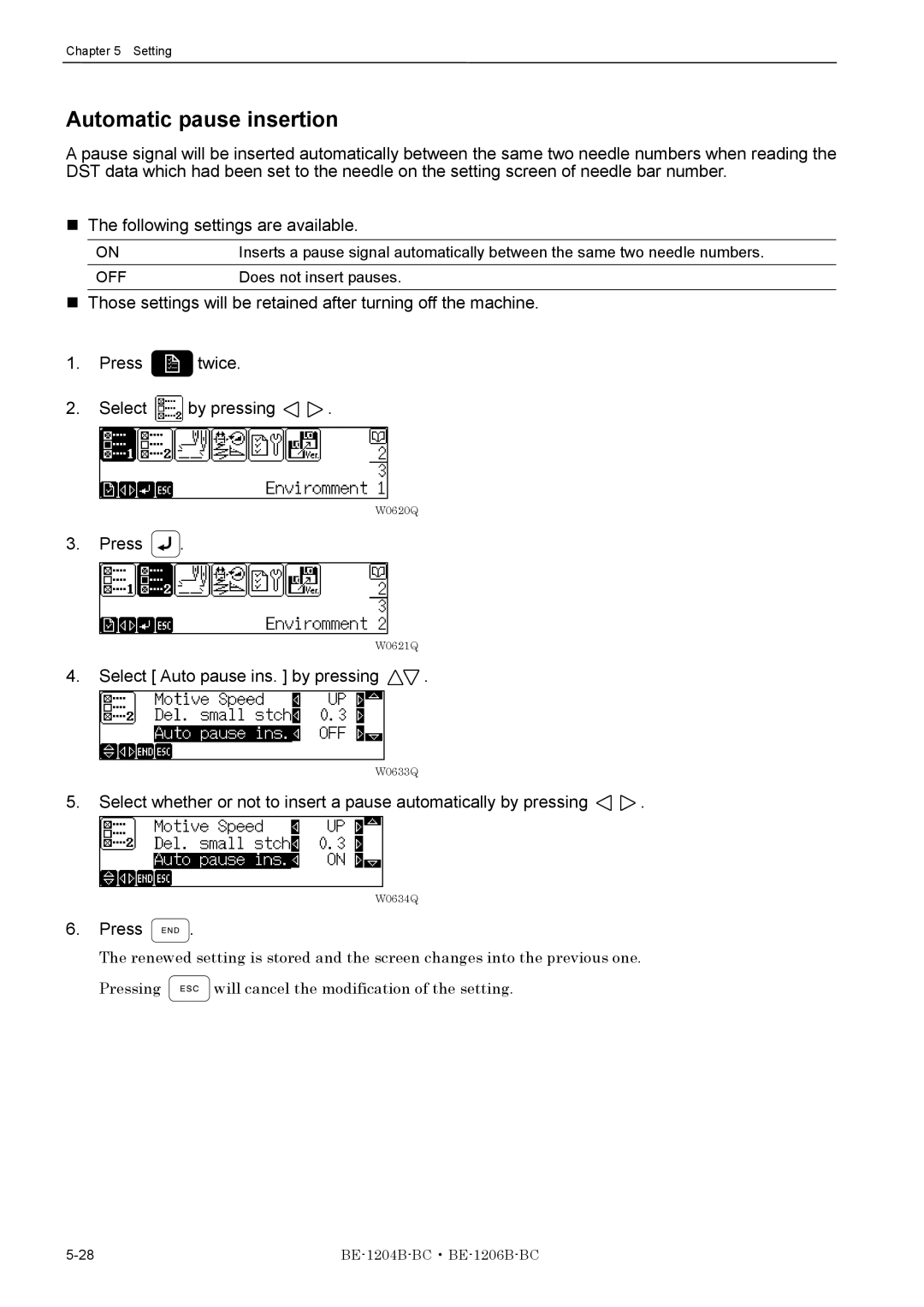 Brother BE-1206B-BC, BE-1204B-BC instruction manual Automatic pause insertion, Select Auto pause ins. by pressing 