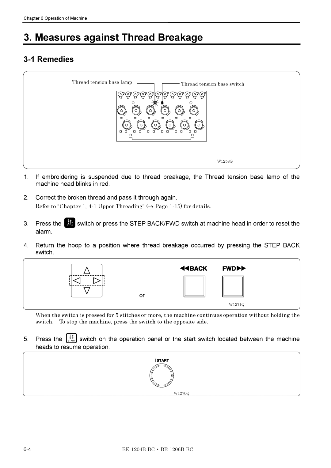 Brother BE-1206B-BC, BE-1204B-BC instruction manual Measures against Thread Breakage, Remedies 