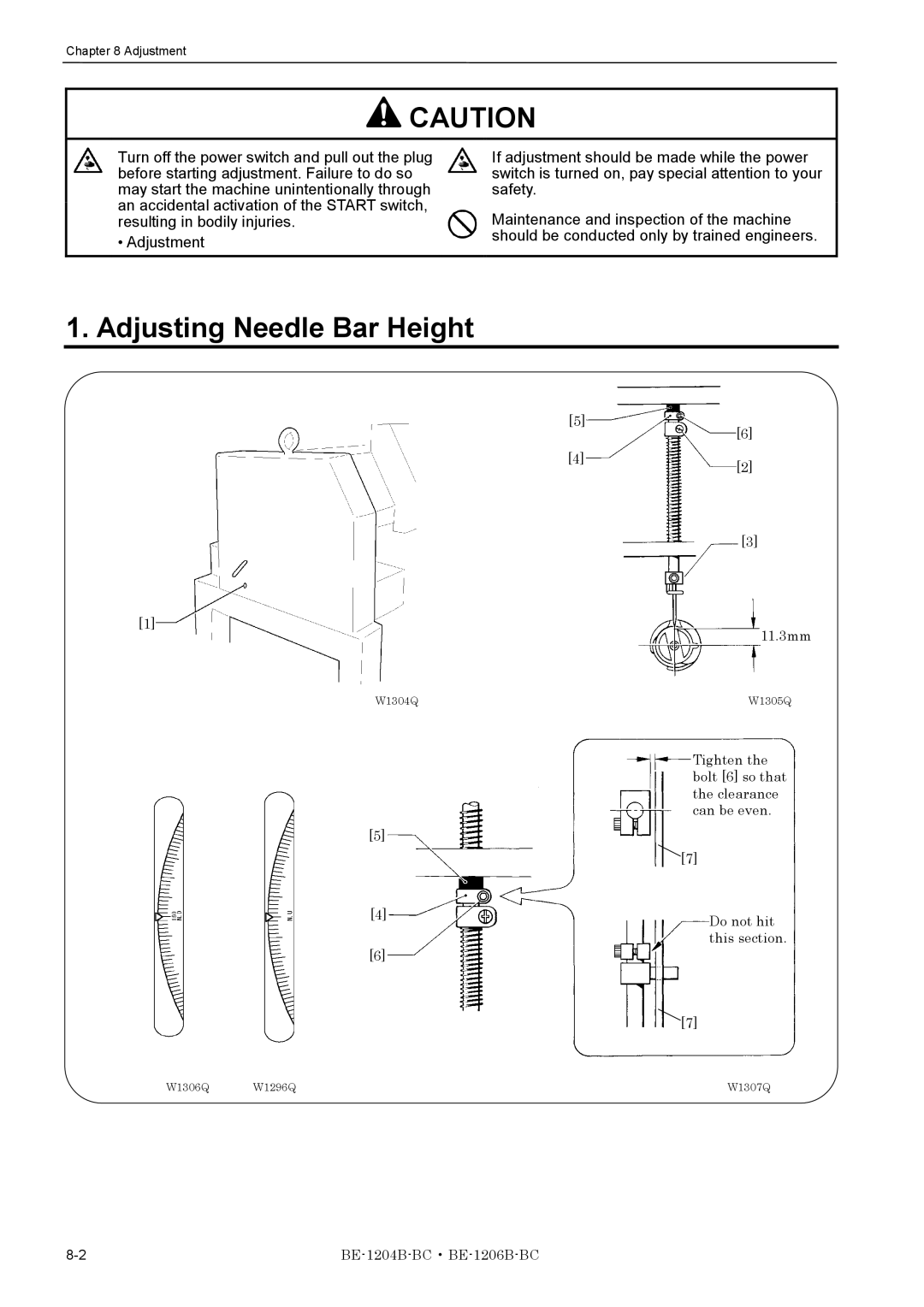 Brother BE-1206B-BC, BE-1204B-BC instruction manual Adjusting Needle Bar Height 