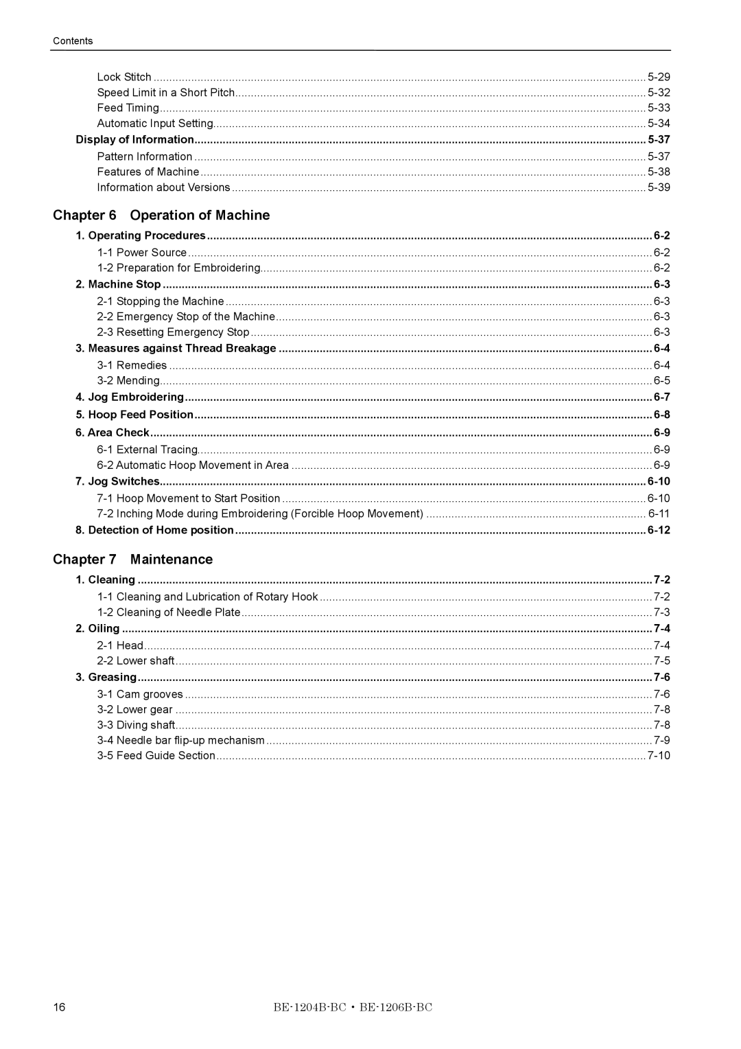 Brother BE-1206B-BC, BE-1204B-BC instruction manual Maintenance, Greasing 