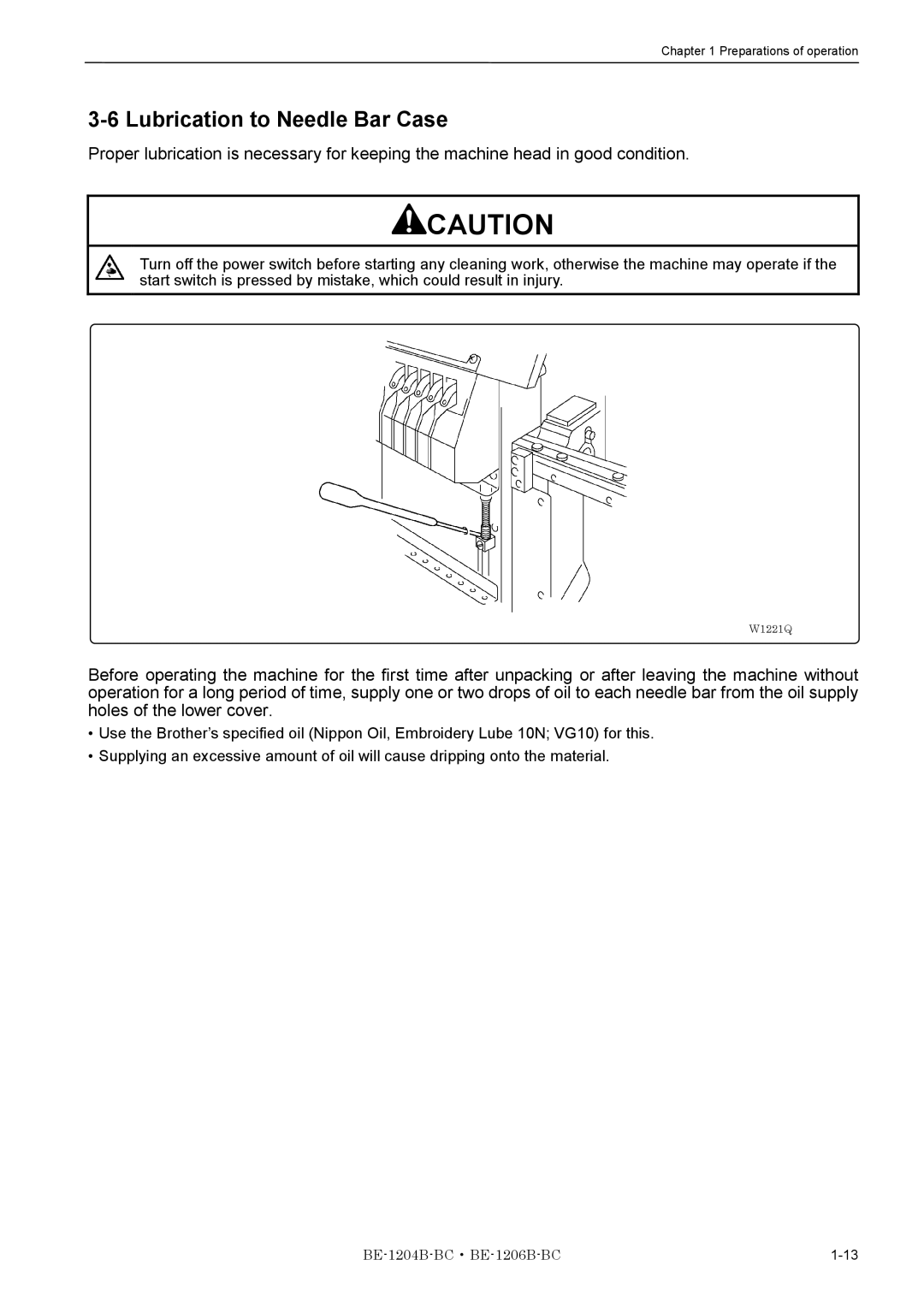 Brother BE-1204B-BC, BE-1206B-BC instruction manual Lubrication to Needle Bar Case 