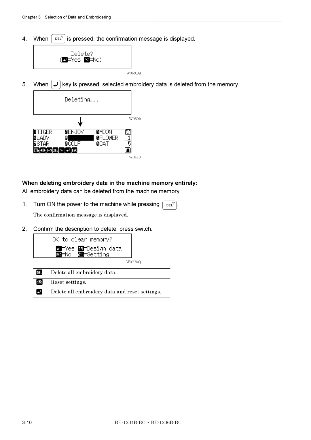 Brother BE-1206B-BC, BE-1204B-BC instruction manual When is pressed, the confirmation message is displayed 