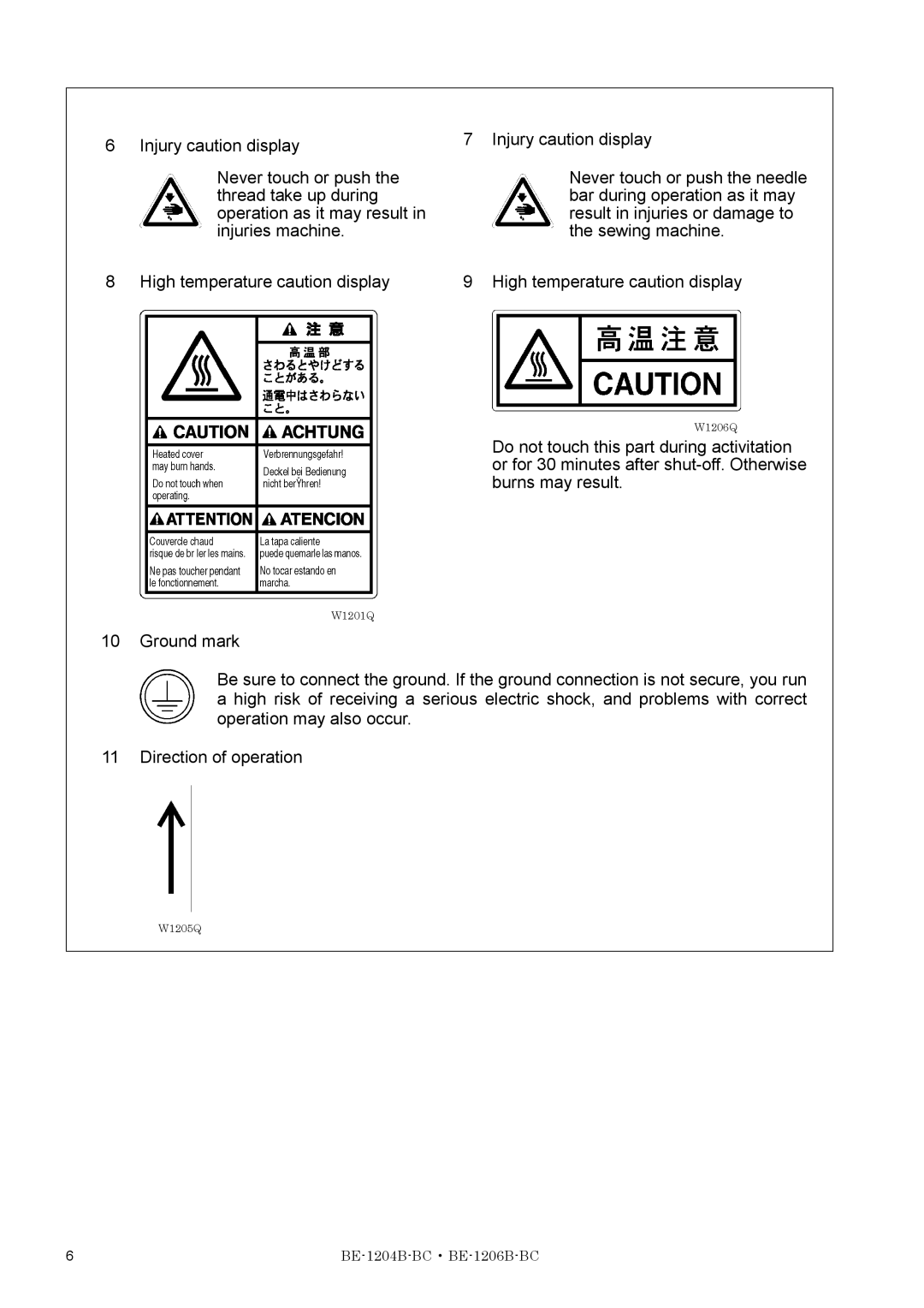 Brother BE-1206B-BC, BE-1204B-BC instruction manual W1206Q 