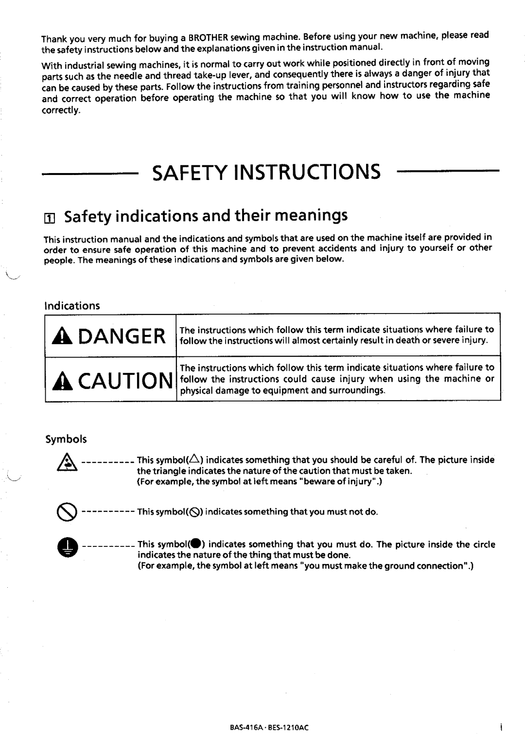 Brother BES-1210AC manual 