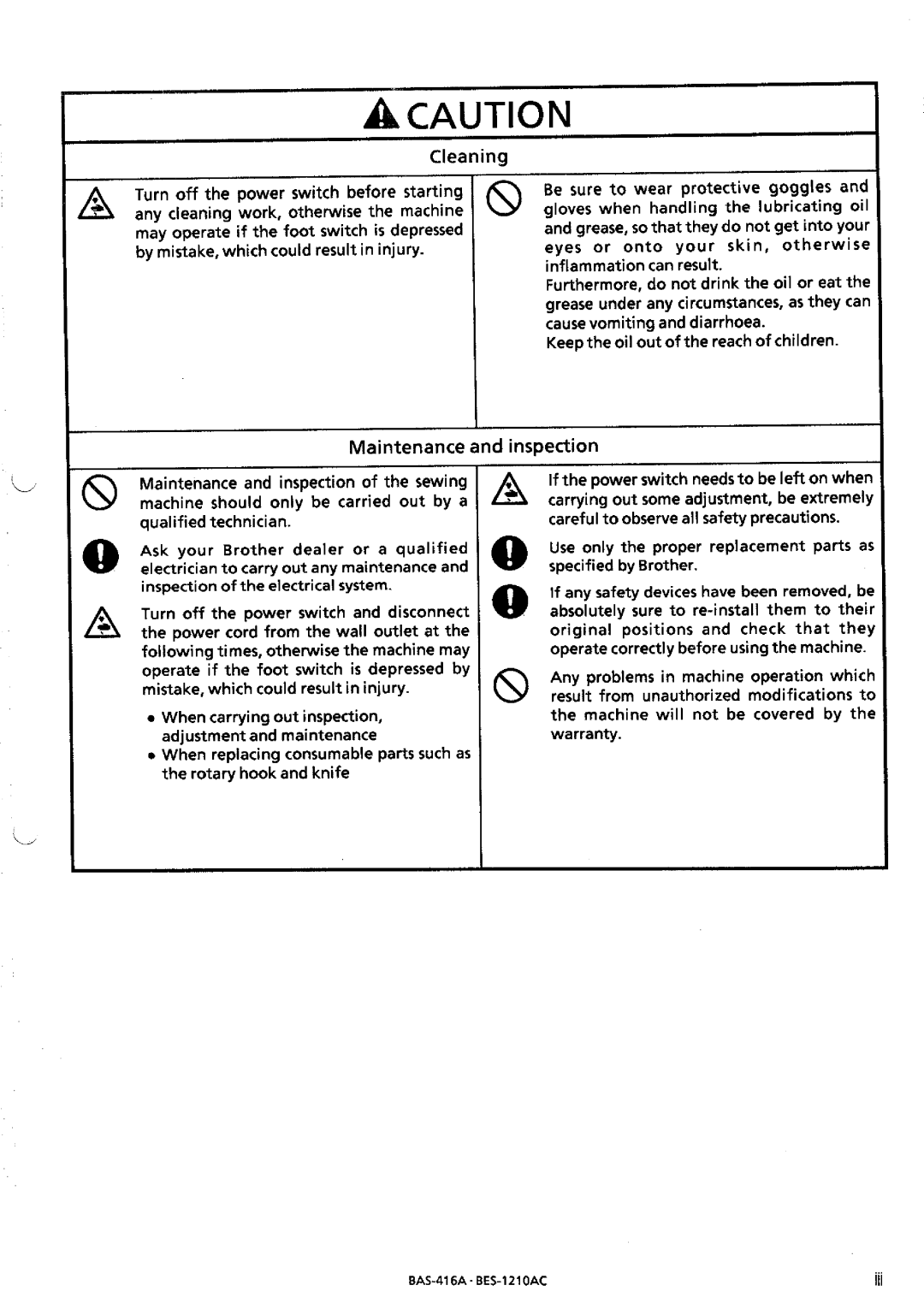 Brother BES-1210AC manual 