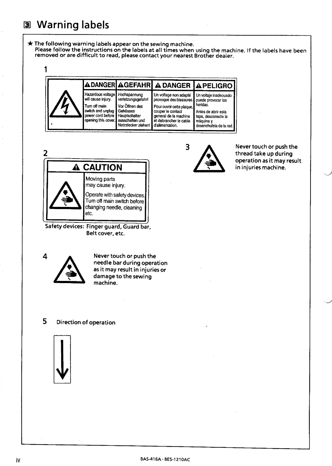 Brother BES-1210AC manual 