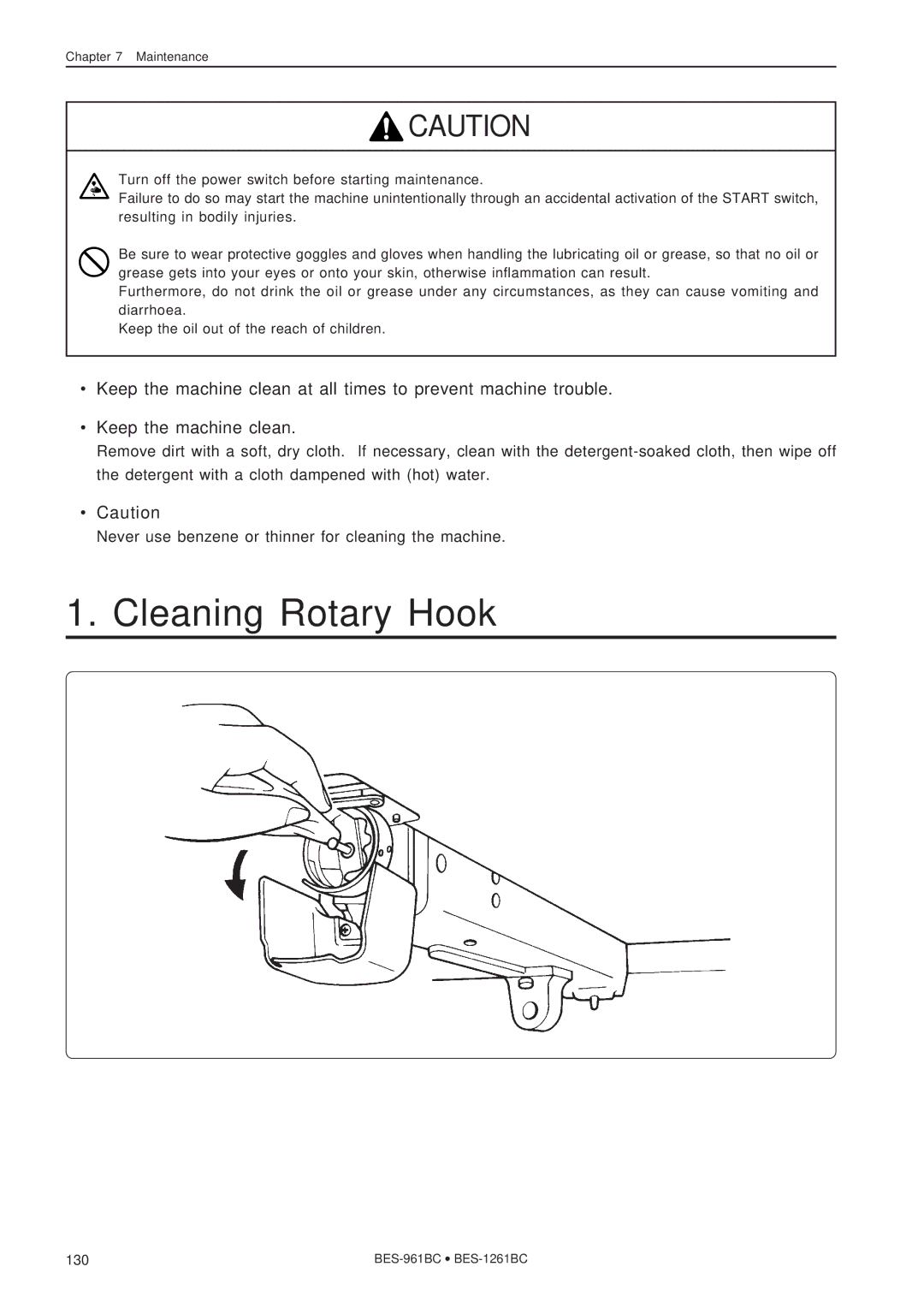 Brother BES-1261BC, BES-961BC instruction manual Cleaning Rotary Hook 