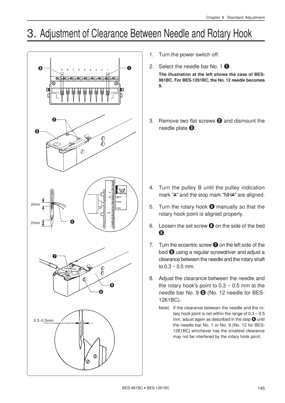 Brother BES-961BC, BES-1261BC instruction manual Turn the power switch off Select the needle bar No q 