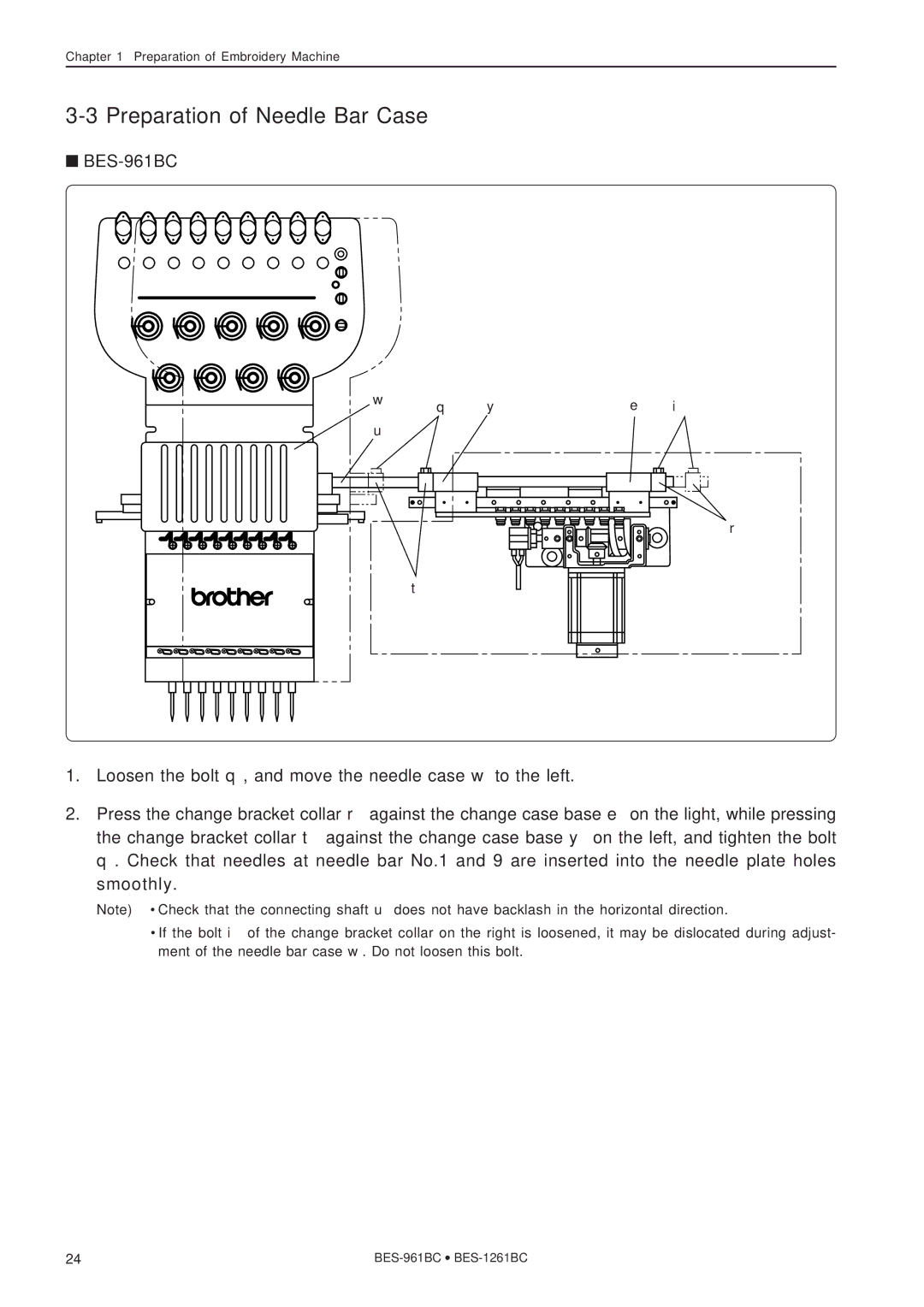 Brother BES-1261BC, BES-961BC instruction manual Preparation of Needle Bar Case 