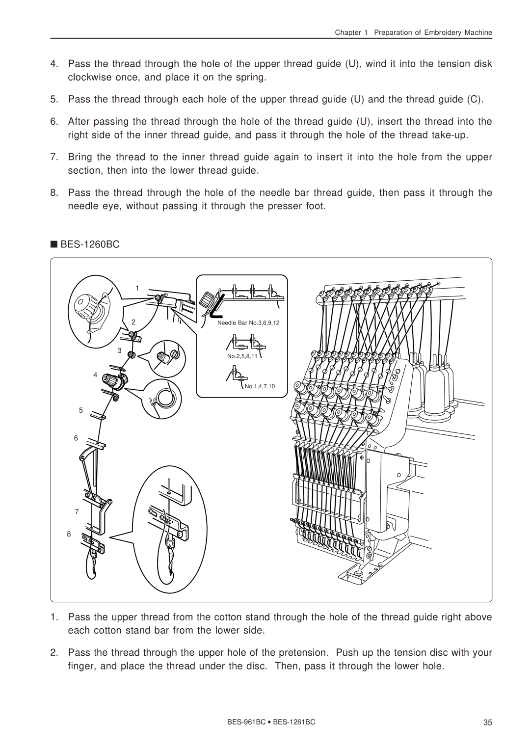 Brother BES-961BC, BES-1261BC instruction manual No.2,5,8,11 No.1,4,7,10 