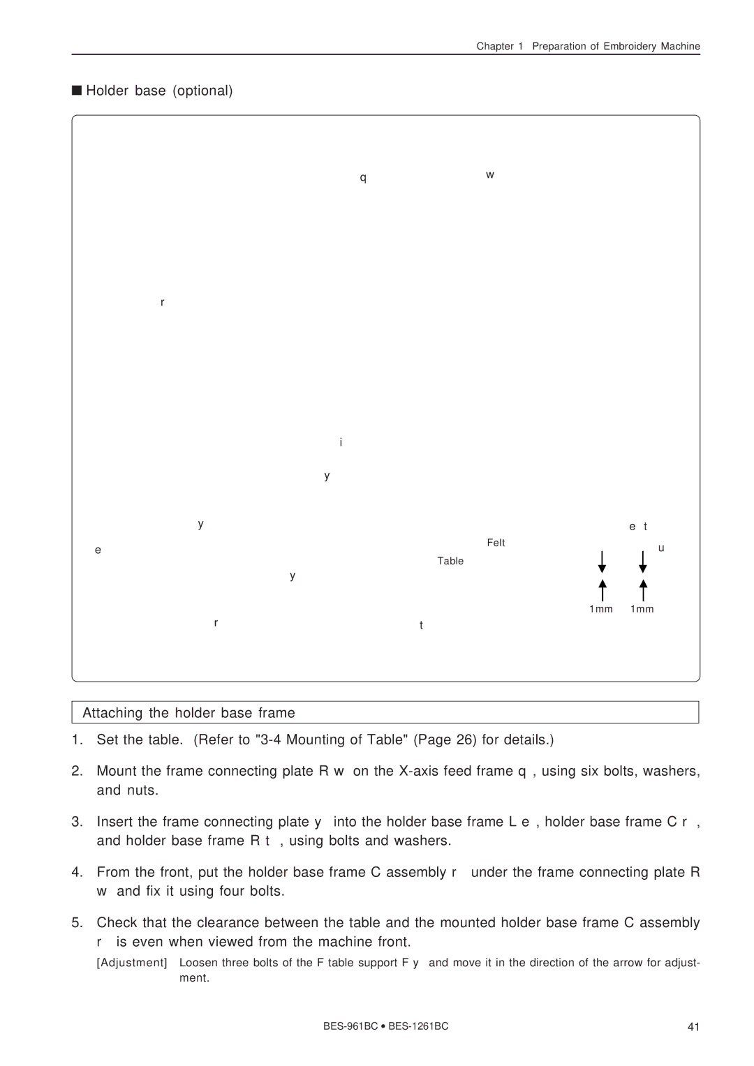 Brother BES-961BC, BES-1261BC instruction manual Holder base optional 