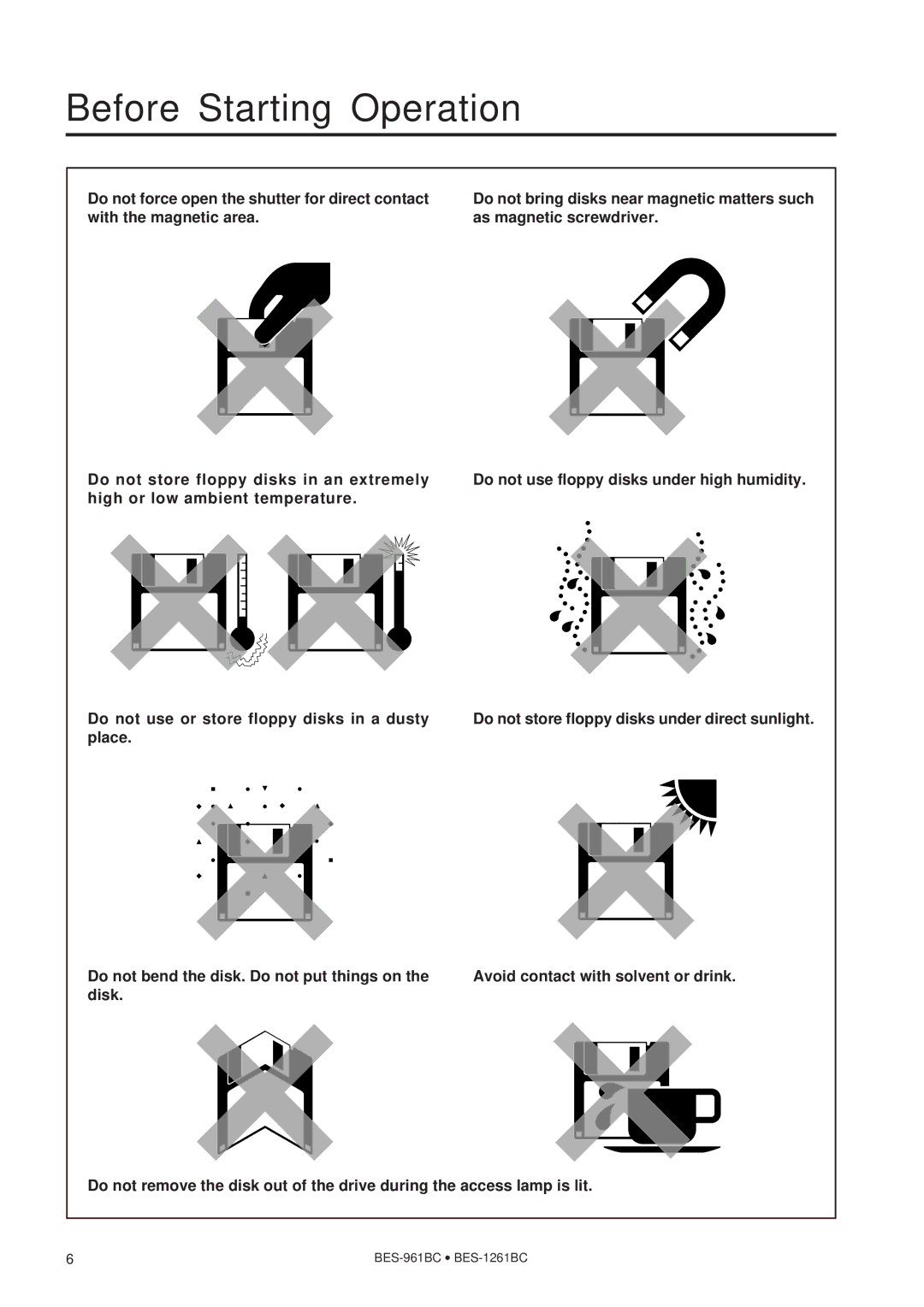 Brother BES-1261BC, BES-961BC instruction manual Before Starting Operation 