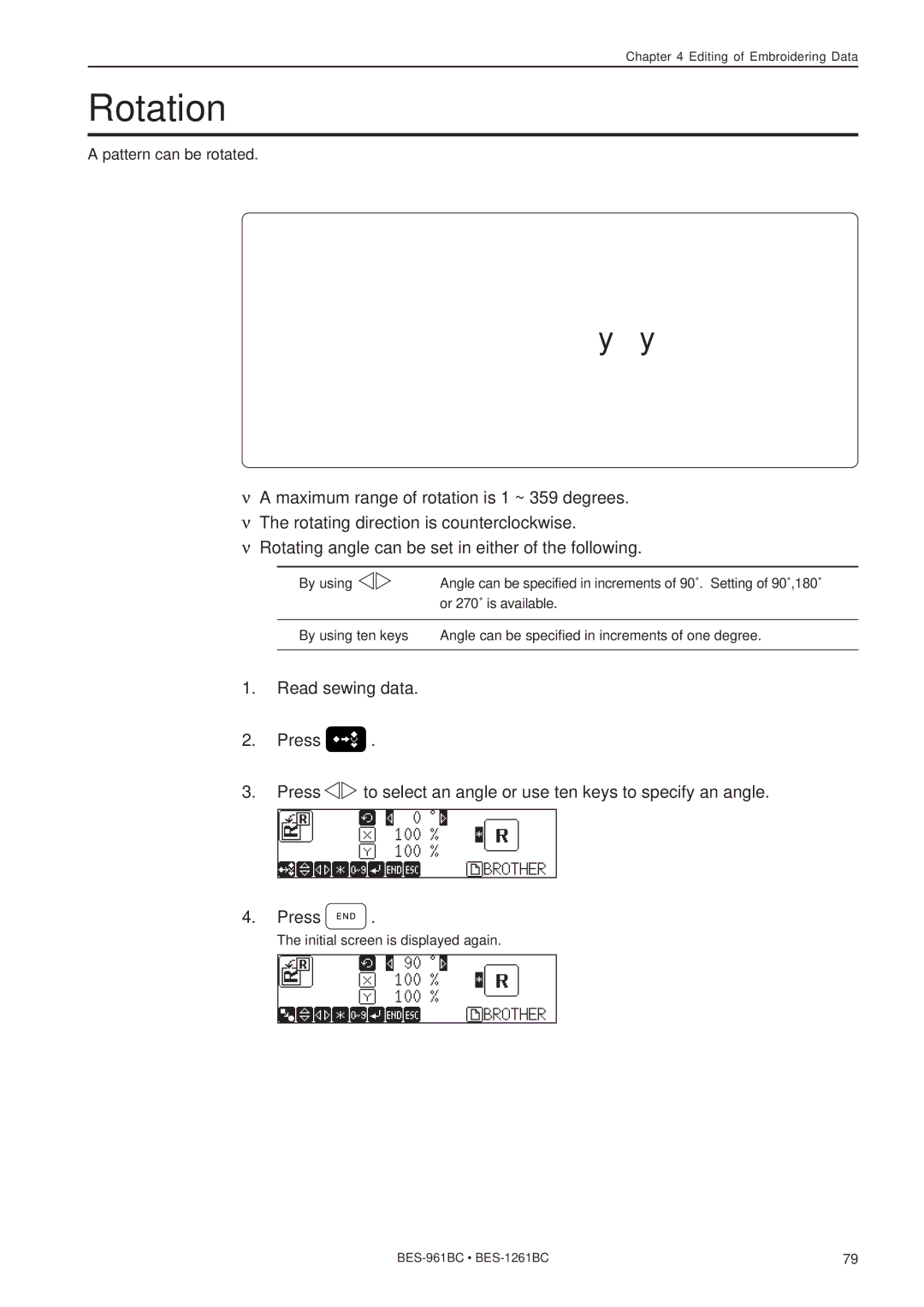 Brother BES-961BC, BES-1261BC instruction manual Rotation 