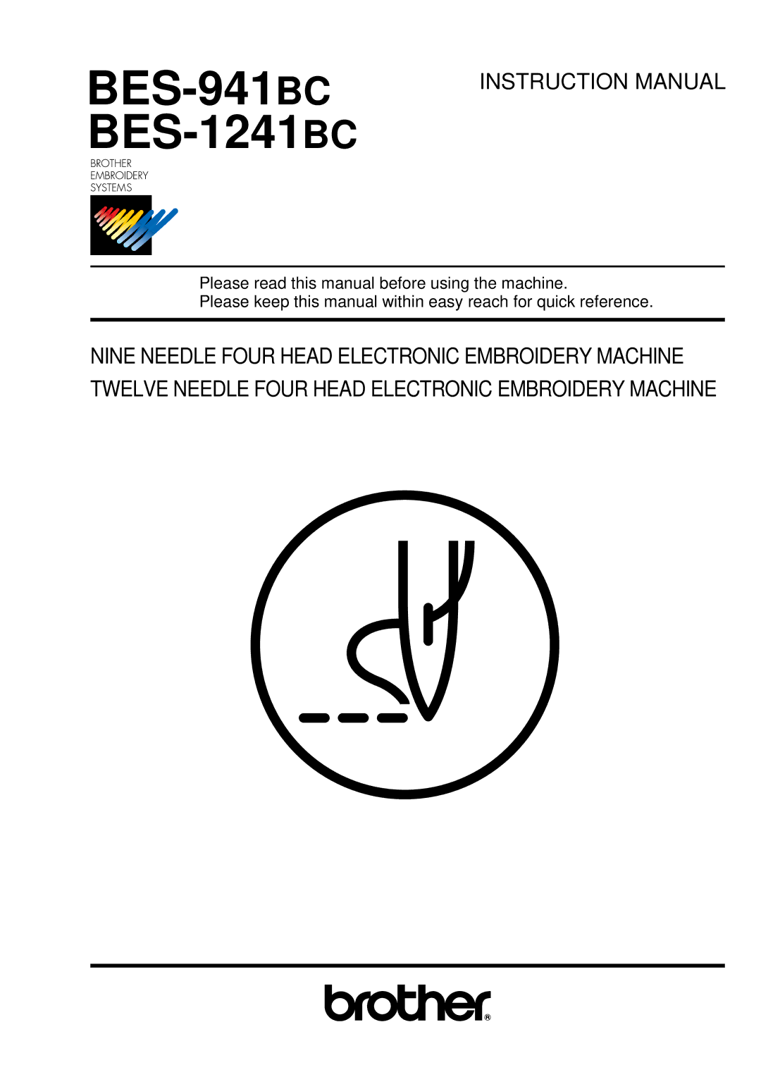 Brother instruction manual BES-941BCBES-1241BC 