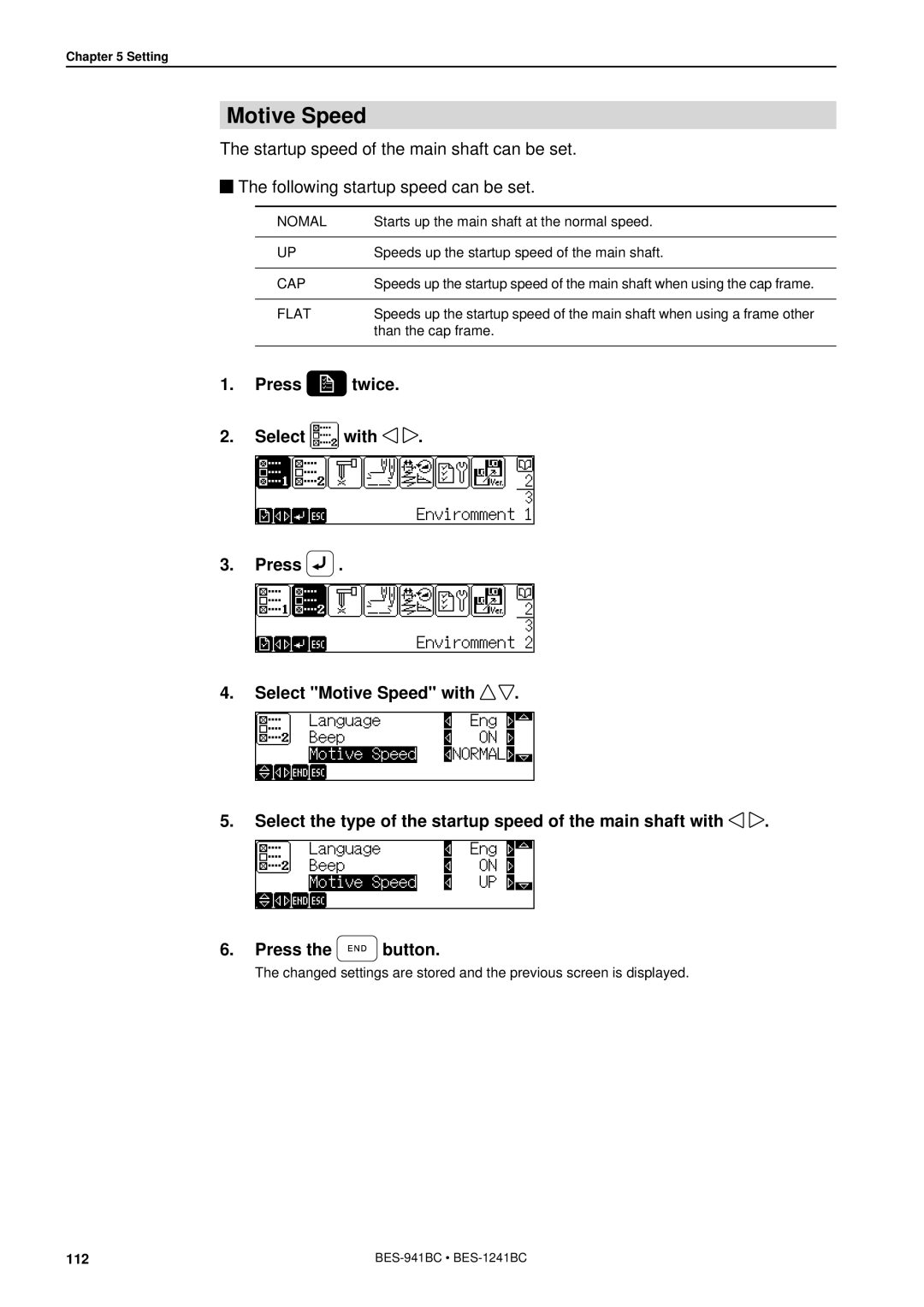 Brother BES-941BC instruction manual Motive Speed 