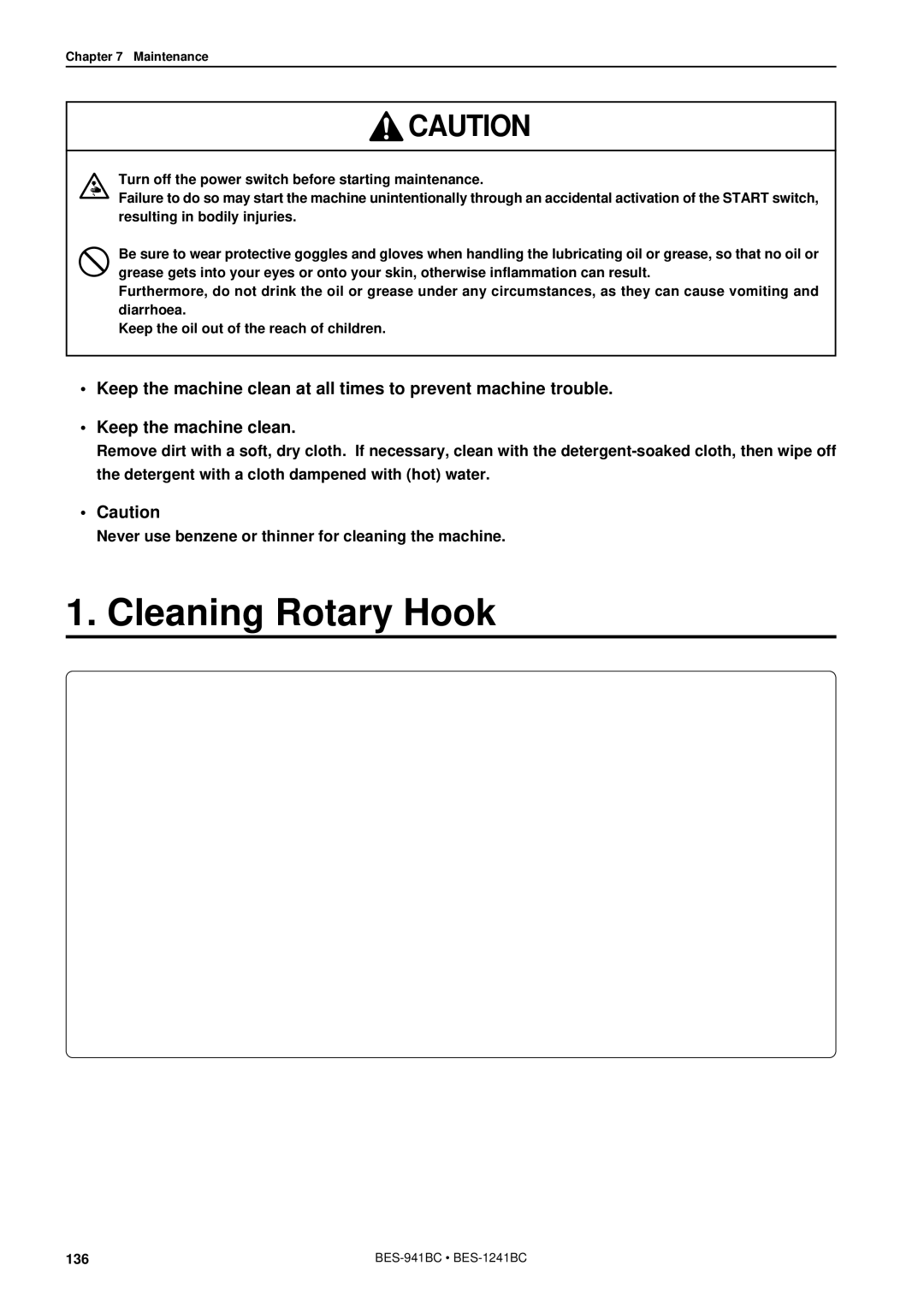 Brother BES-941BC instruction manual Cleaning Rotary Hook 