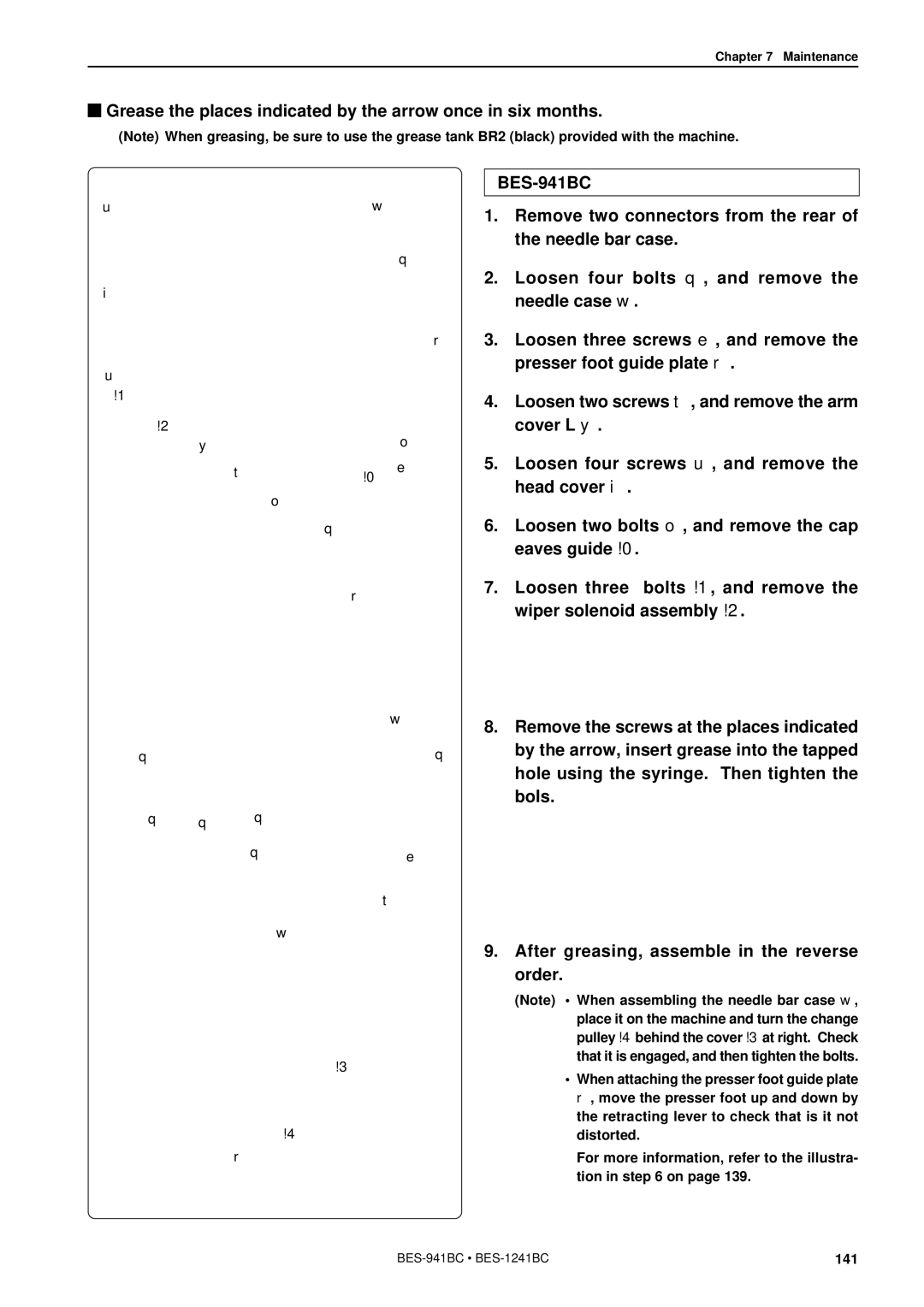 Brother BES-941BC instruction manual Grease the places indicated by the arrow once in six months 