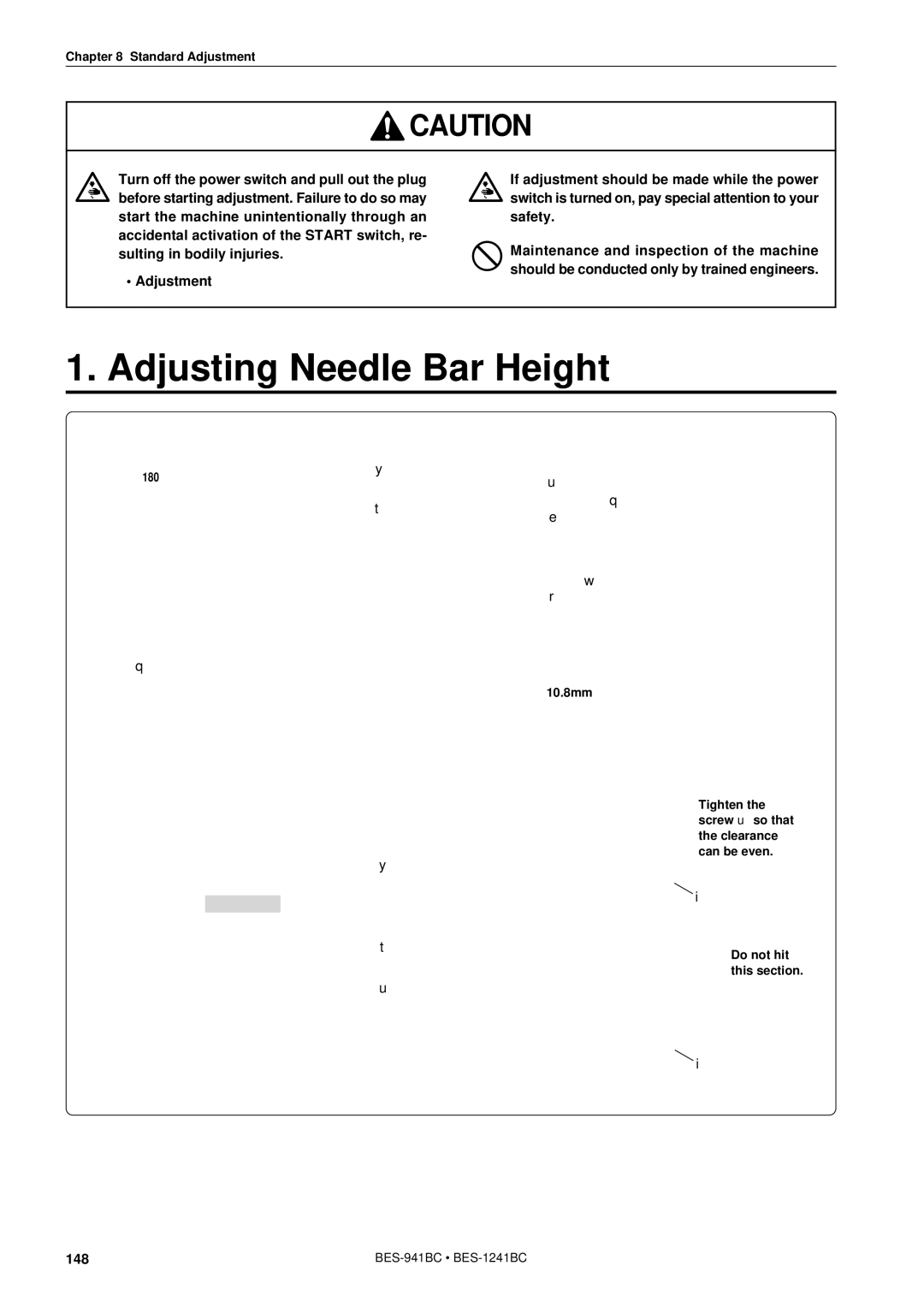 Brother BES-941BC instruction manual Adjusting Needle Bar Height 