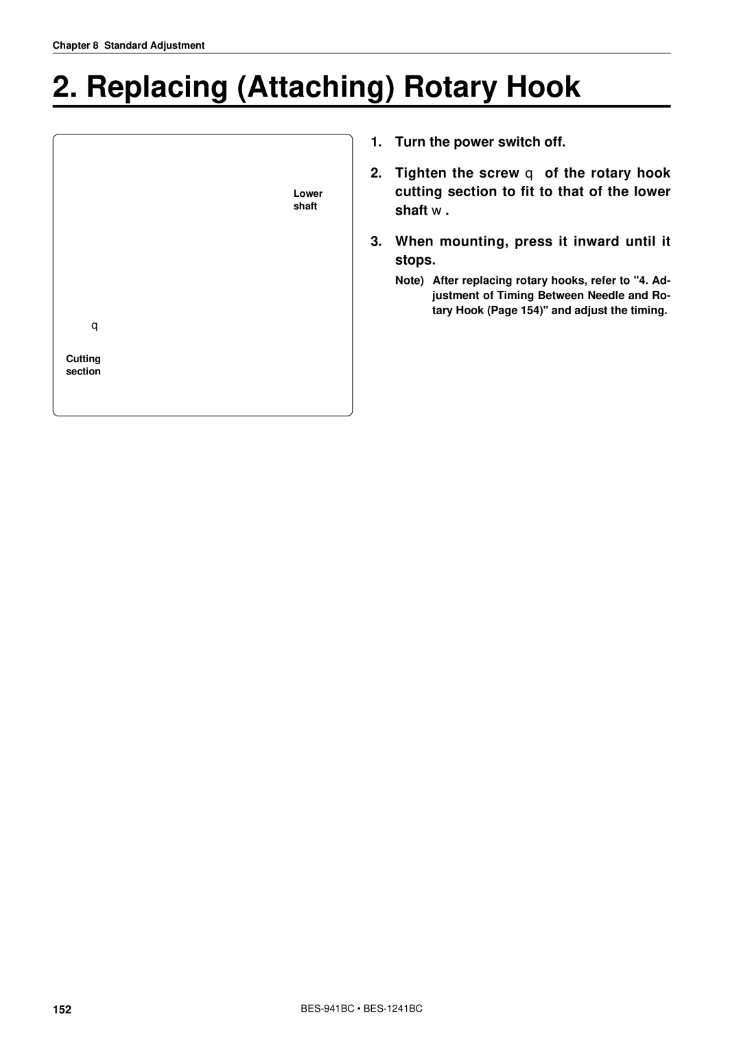 Brother BES-941BC instruction manual Replacing Attaching Rotary Hook 