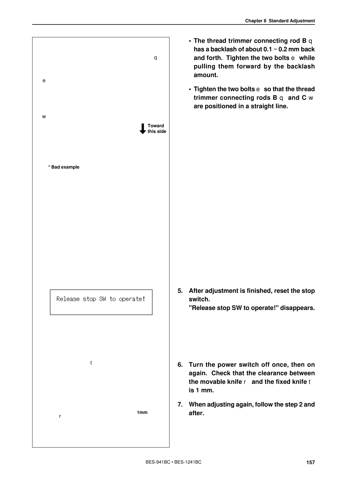 Brother BES-941BC instruction manual When adjusting again, follow 