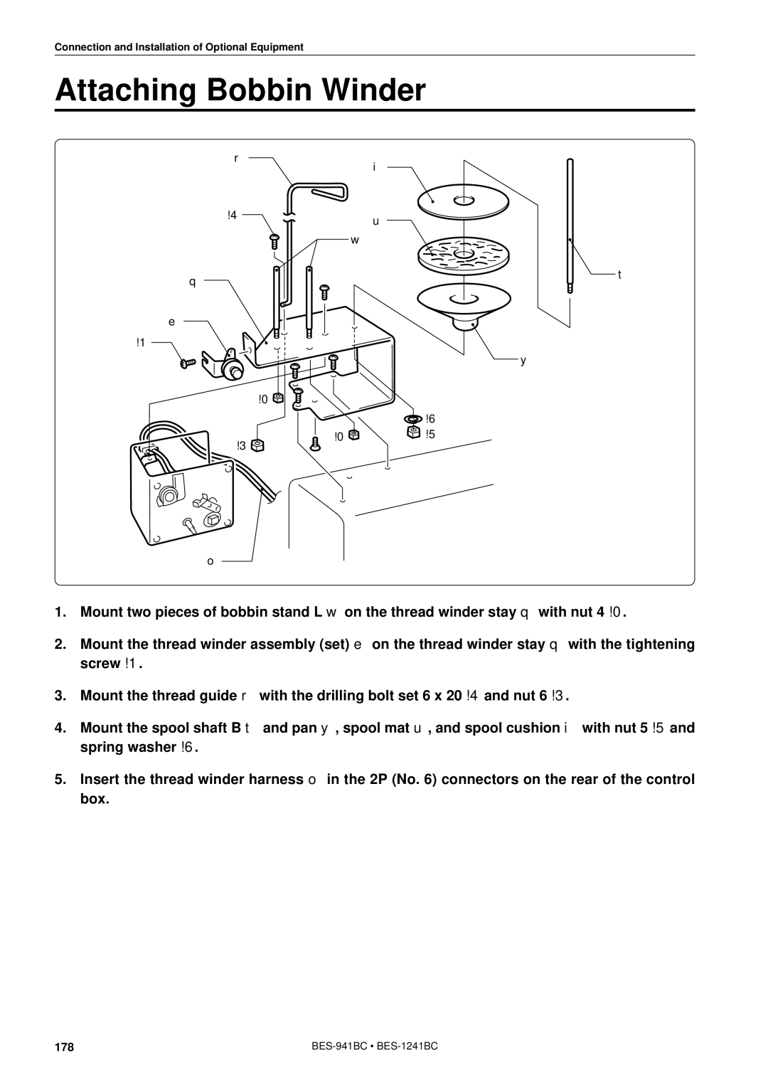 Brother BES-941BC instruction manual Attaching Bobbin Winder 