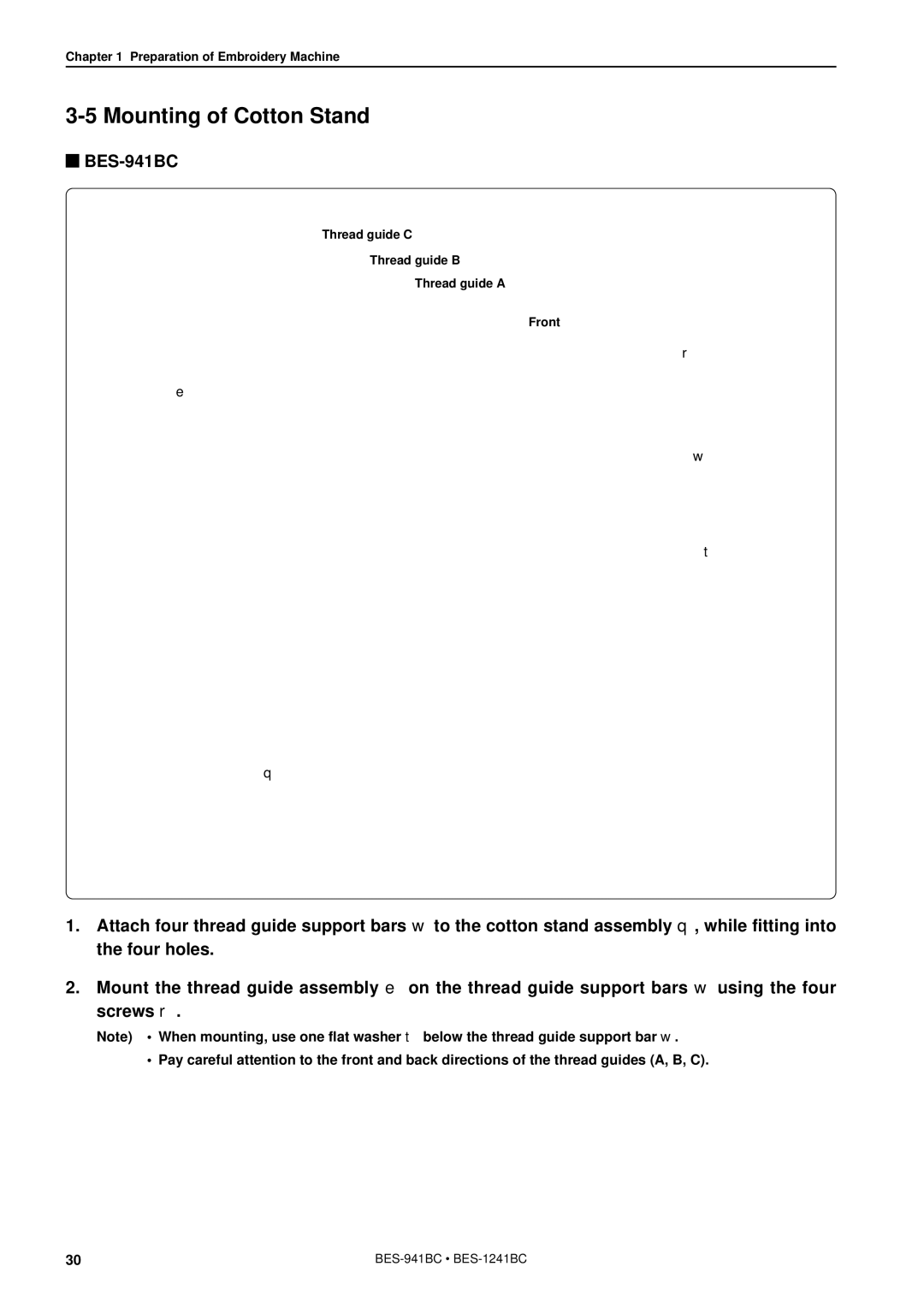 Brother BES-941BC instruction manual Mounting of Cotton Stand 