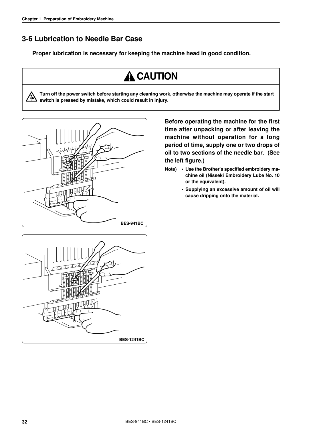 Brother BES-941BC instruction manual Lubrication to Needle Bar Case 