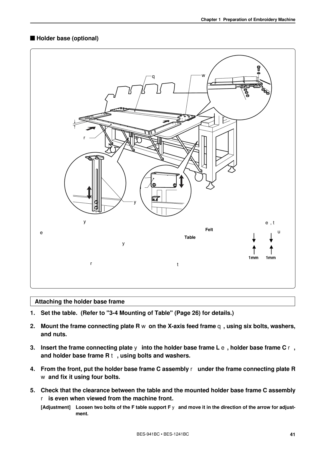 Brother BES-941BC instruction manual Holder base optional 