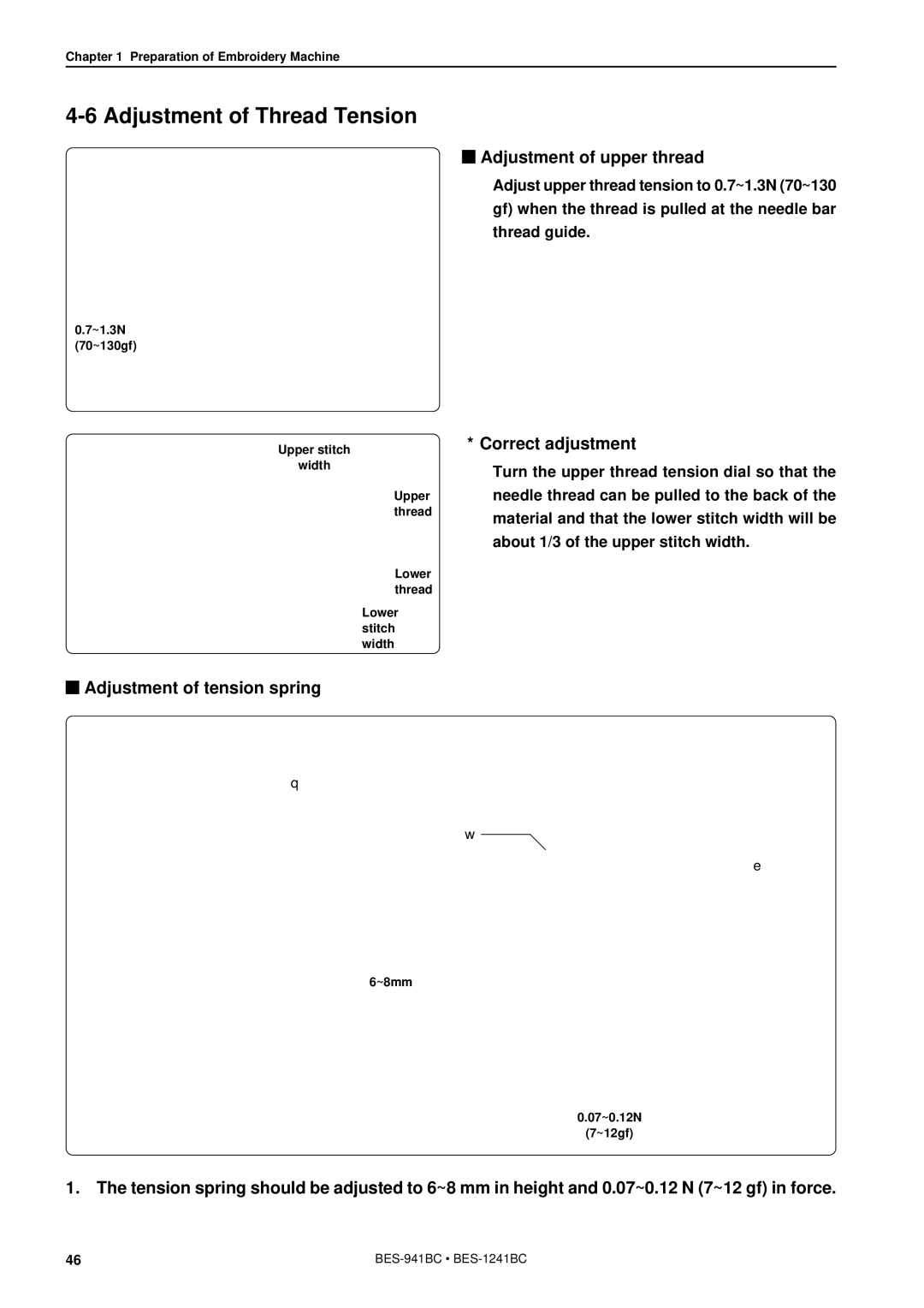 Brother BES-941BC instruction manual Adjustment of Thread Tension, Adjustment of upper thread 