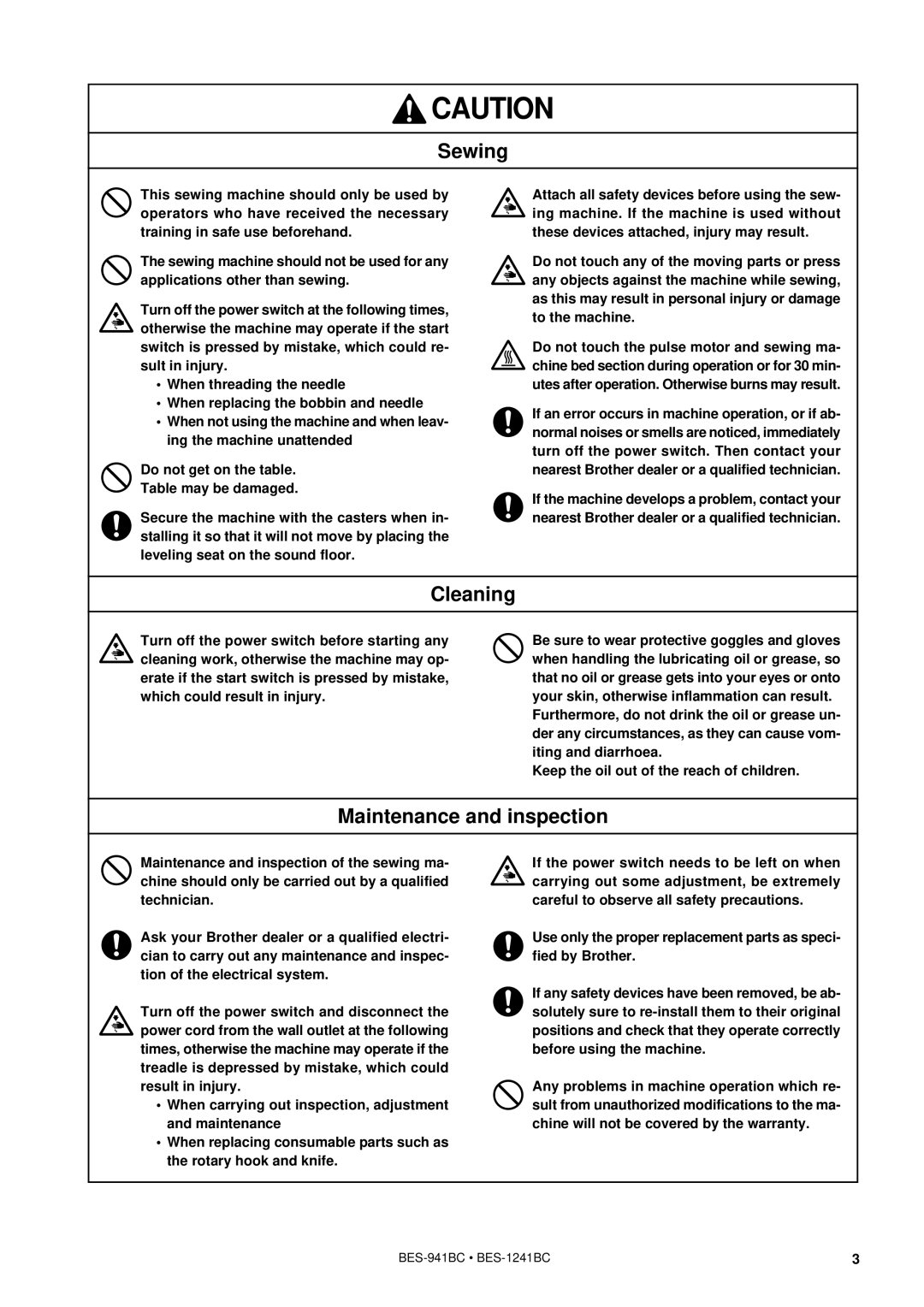 Brother BES-941BC instruction manual Sewing 