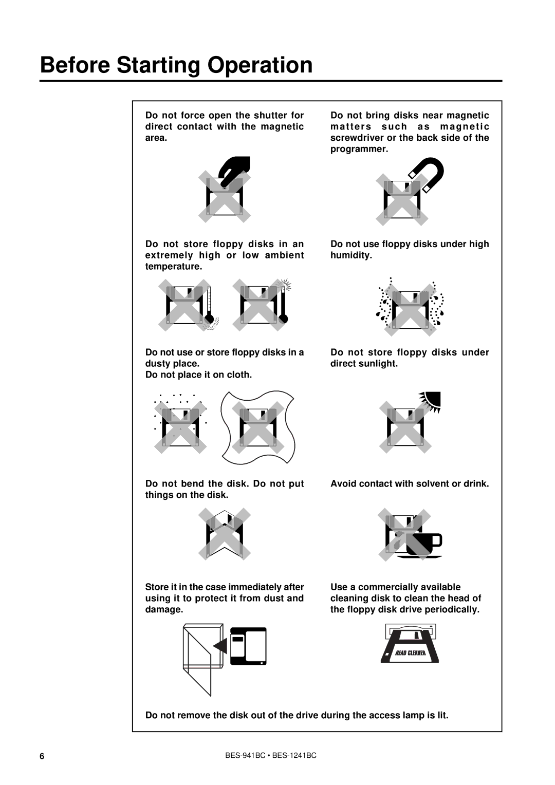 Brother BES-941BC instruction manual Before Starting Operation 