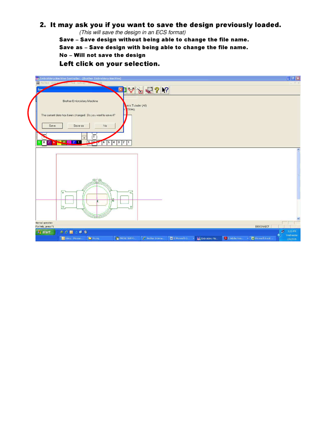 Brother BES-1262, BES-962, BE-1206-PC, BES-1260, BES-960, BES-1240, BE-1204-PC, BE-1201-PC manual Left click on your selection 