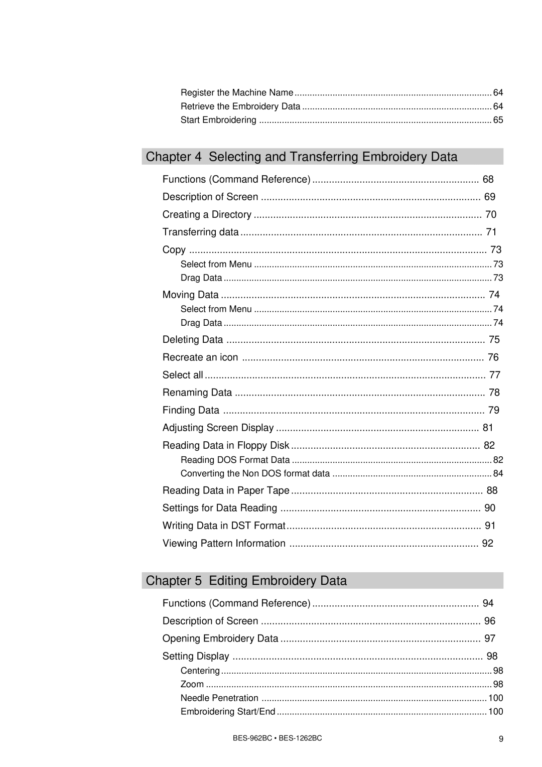 Brother BES-962BC instruction manual Editing Embroidery Data, Moving Data 