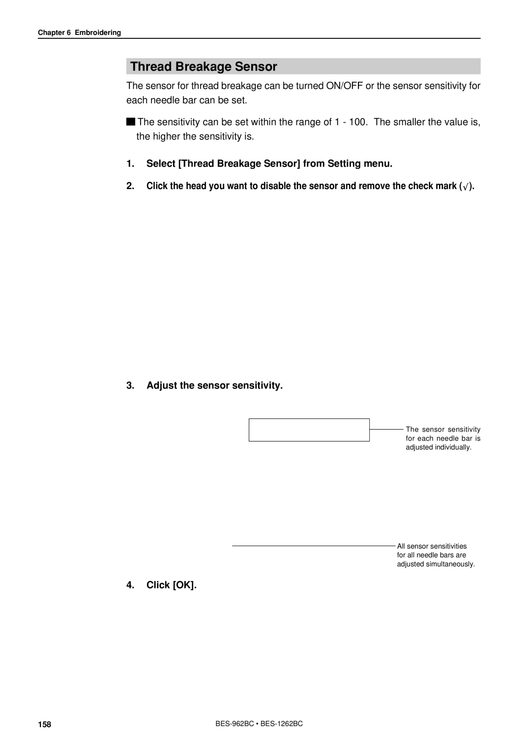 Brother BES-962BC instruction manual Thread Breakage Sensor 