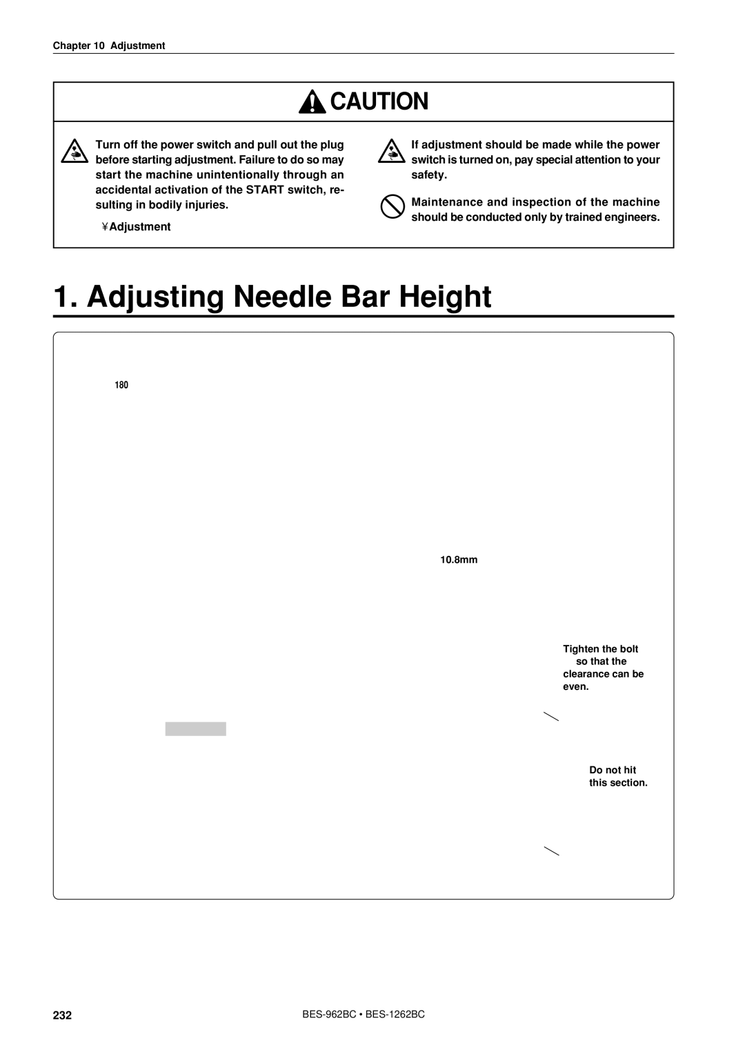 Brother BES-962BC instruction manual Adjusting Needle Bar Height 