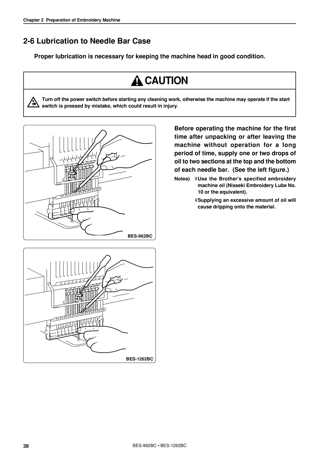 Brother BES-962BC instruction manual Lubrication to Needle Bar Case 