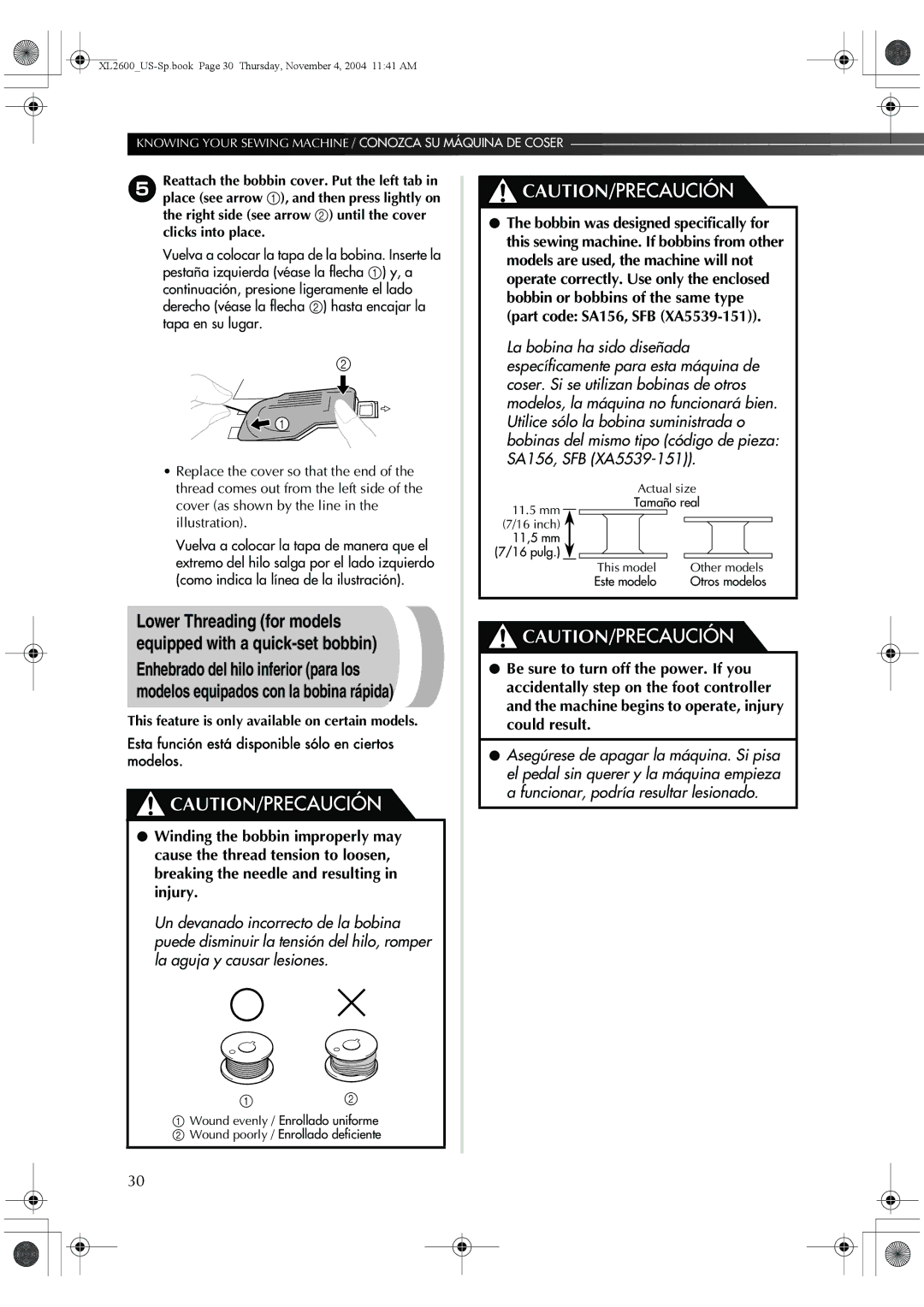 Brother 885-S27, BM-3500 operation manual Replace the cover so that the end, Cover as shown by the line, Illustration 