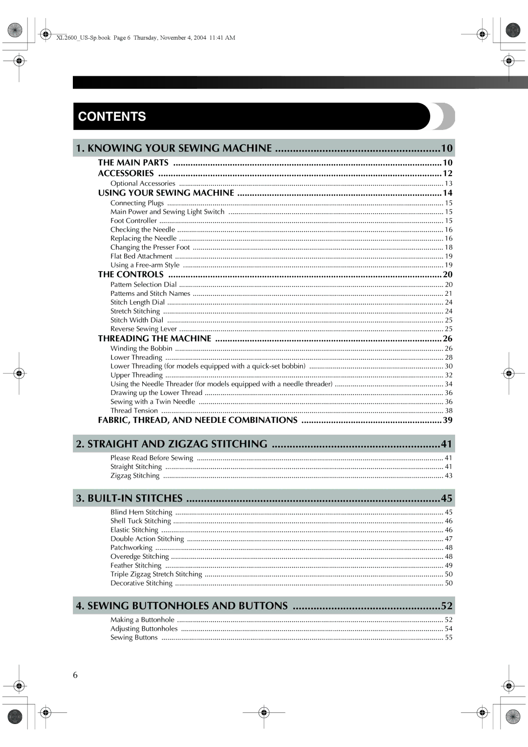 Brother 885-S27, BM-3500 operation manual Contents 