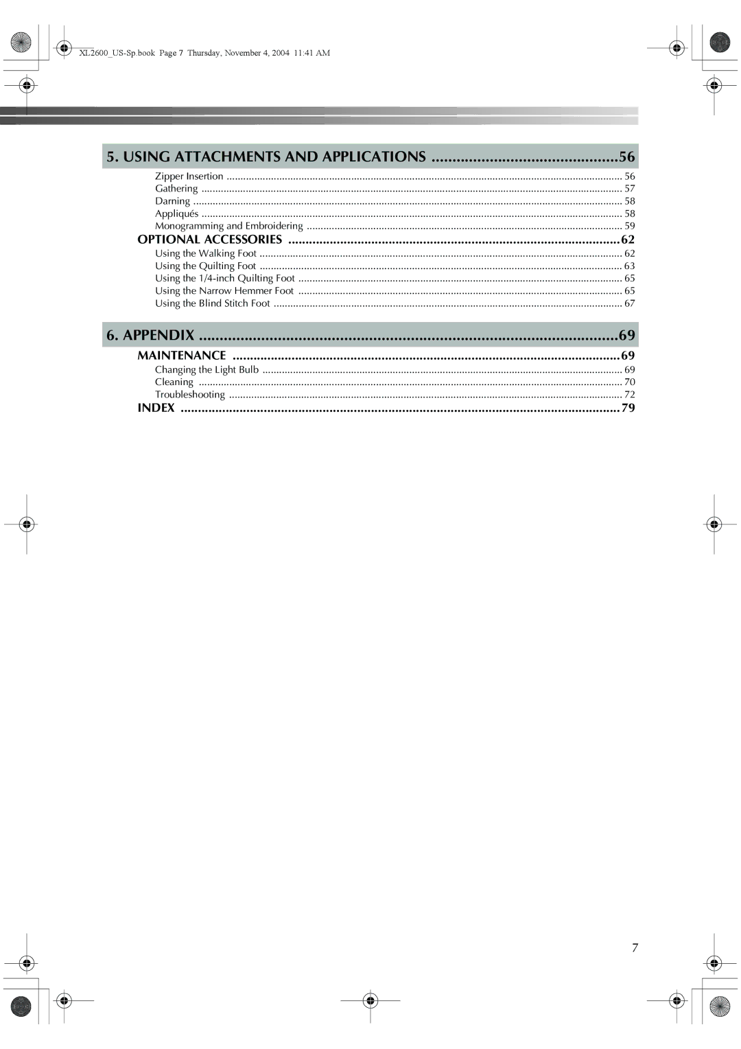 Brother BM-3500, 885-S27 operation manual Using Attachments and Applications 