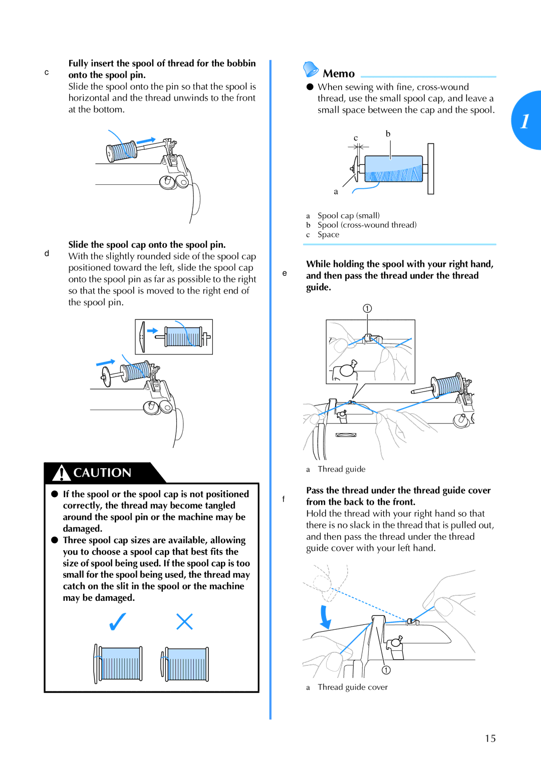 Brother Brother CP-6500 operation manual DSlide the spool cap onto the spool pin 