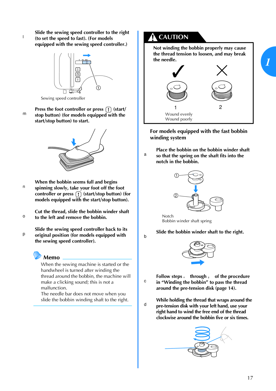 Brother Brother CP-6500 operation manual For models equipped with the fast bobbin winding system 