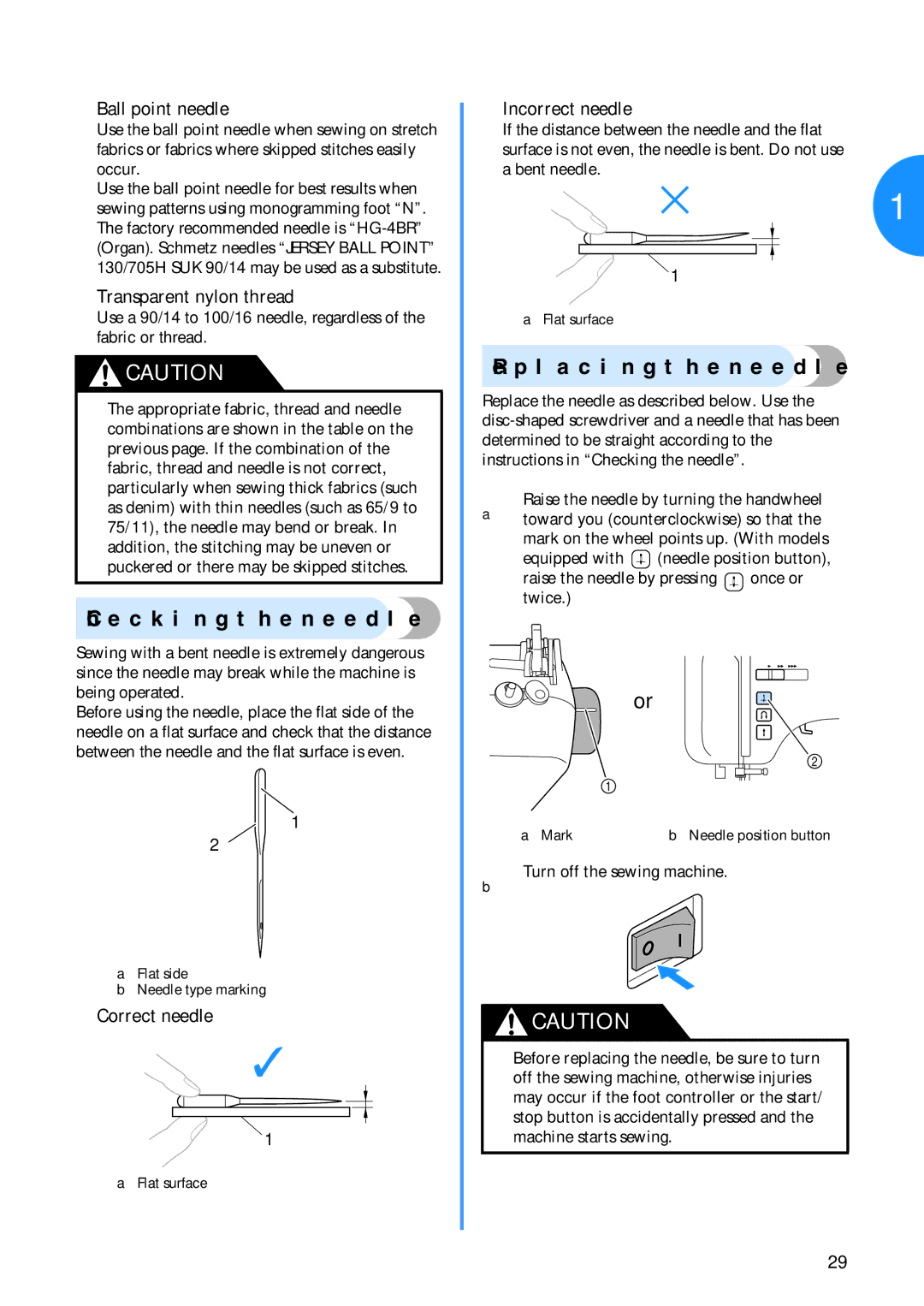 Brother Brother CP-6500 operation manual Checking the needle, Replacing the needle 