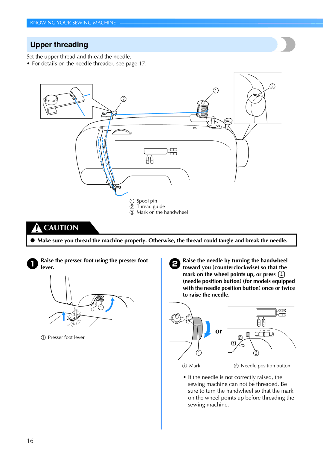 Brother CE 500PRW operation manual Upper threading 