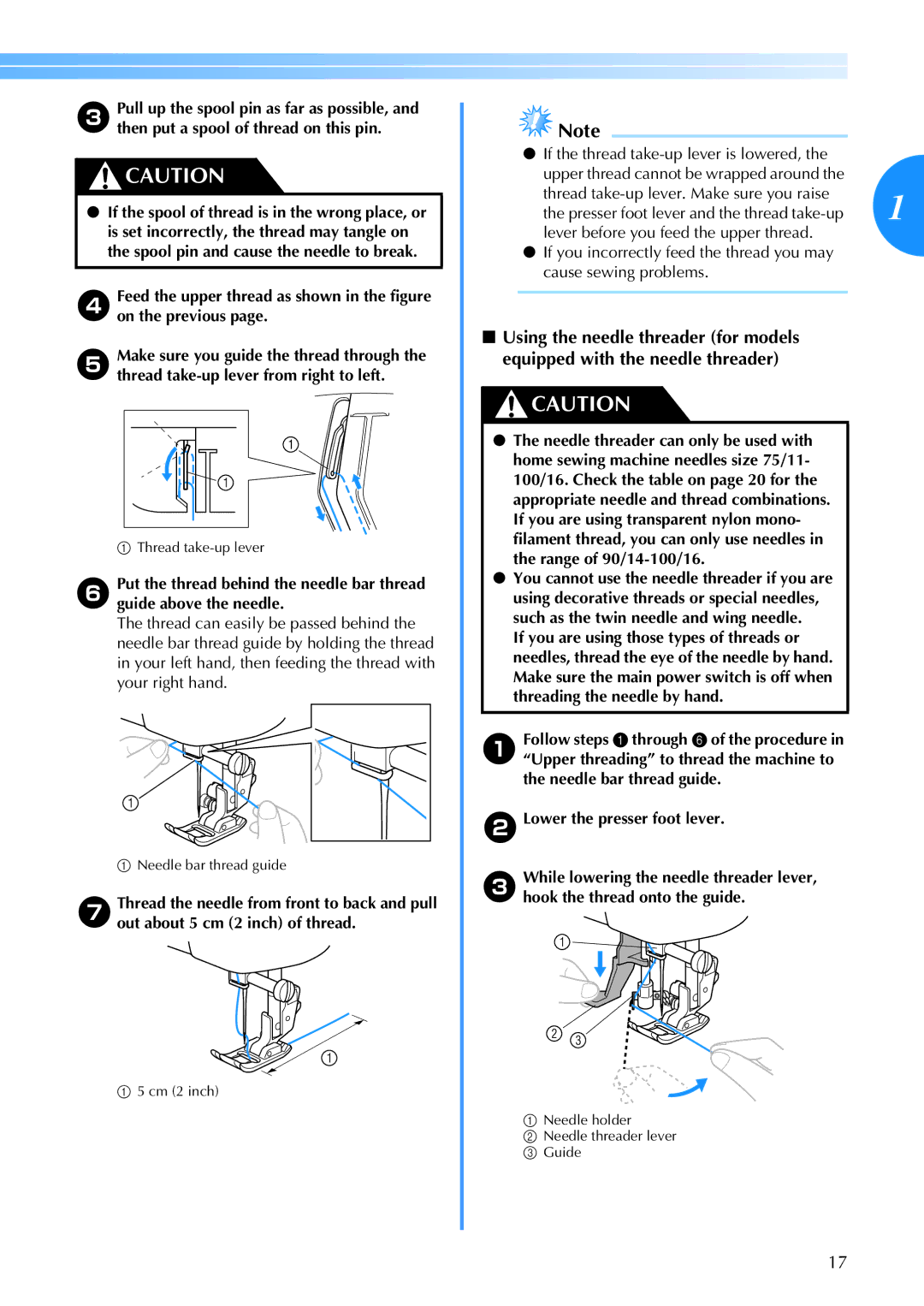 Brother CE 500PRW operation manual Thread take-up lever 