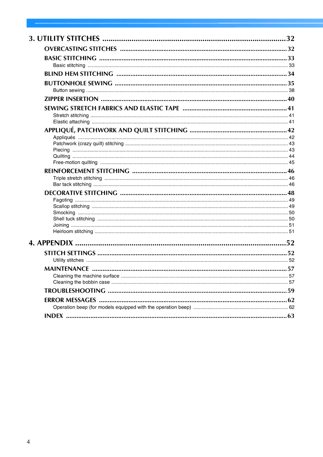 Brother CE 500PRW operation manual Utility Stitches 